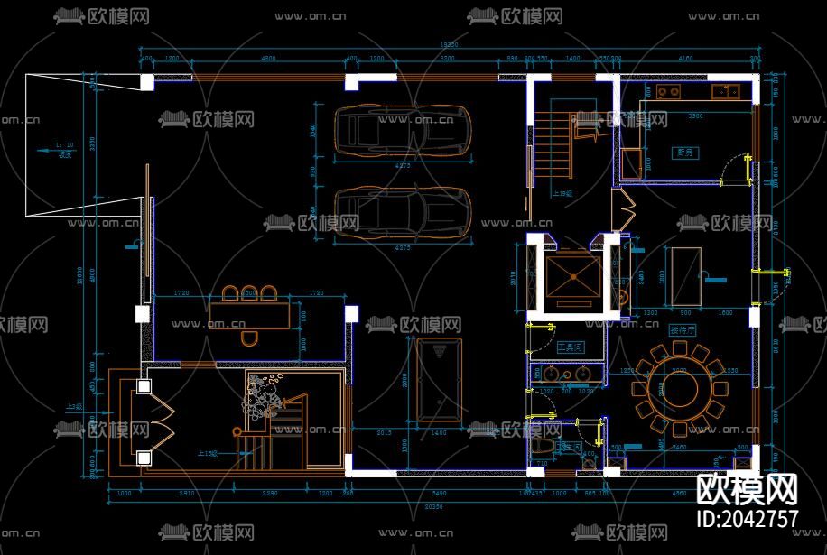 欧式别墅cad平面图下载（渲染图6）
