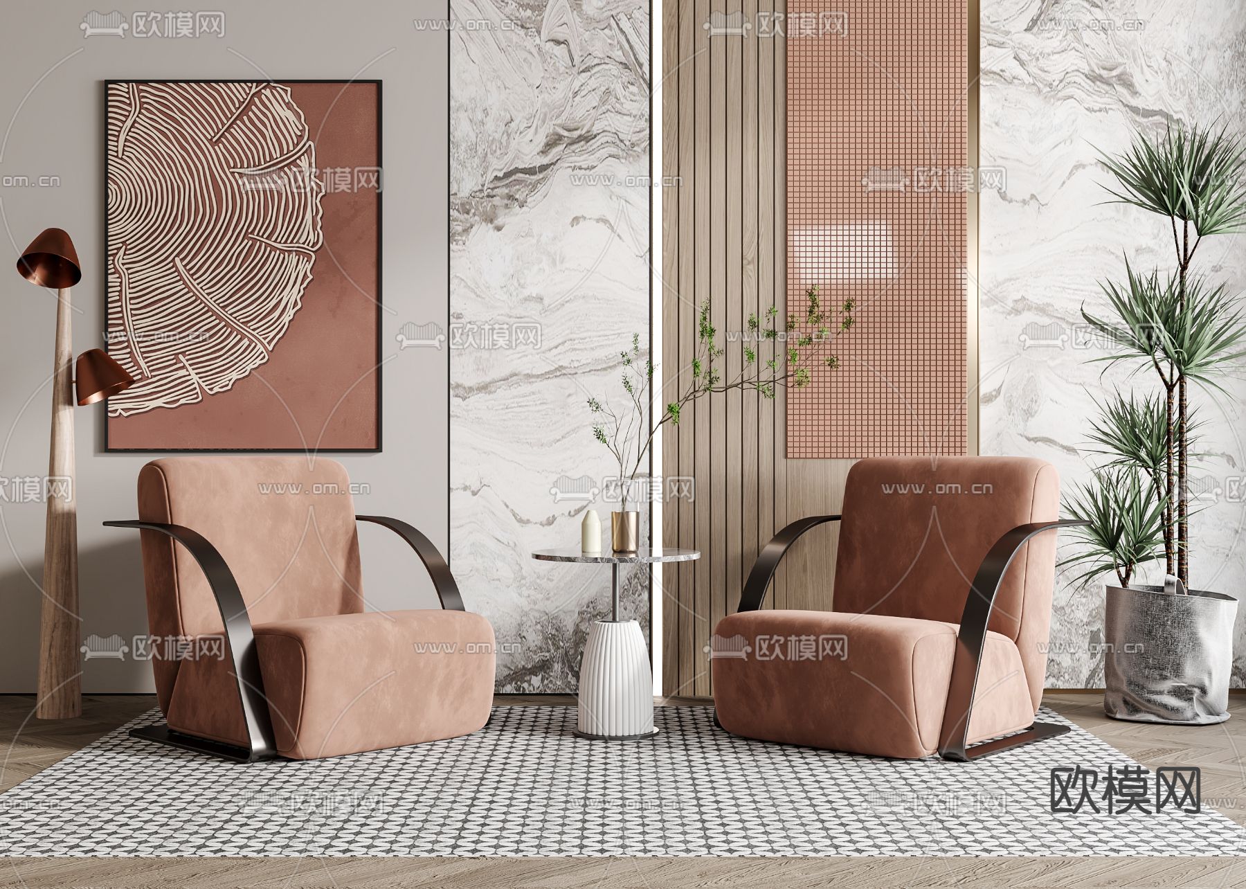 现代布艺单人沙发3d模型下载_ID11880259_3dmax免费模型-欧模网