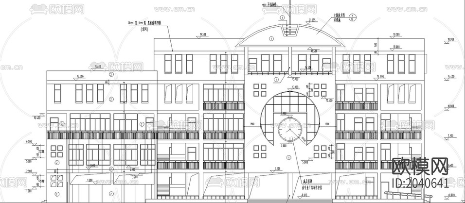 教学楼建筑cad施工图下载(渲染图2)