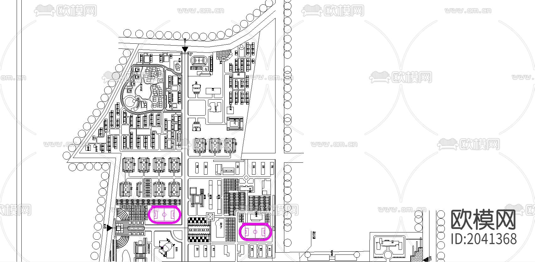 校园规划cad施工图下载（渲染图1）