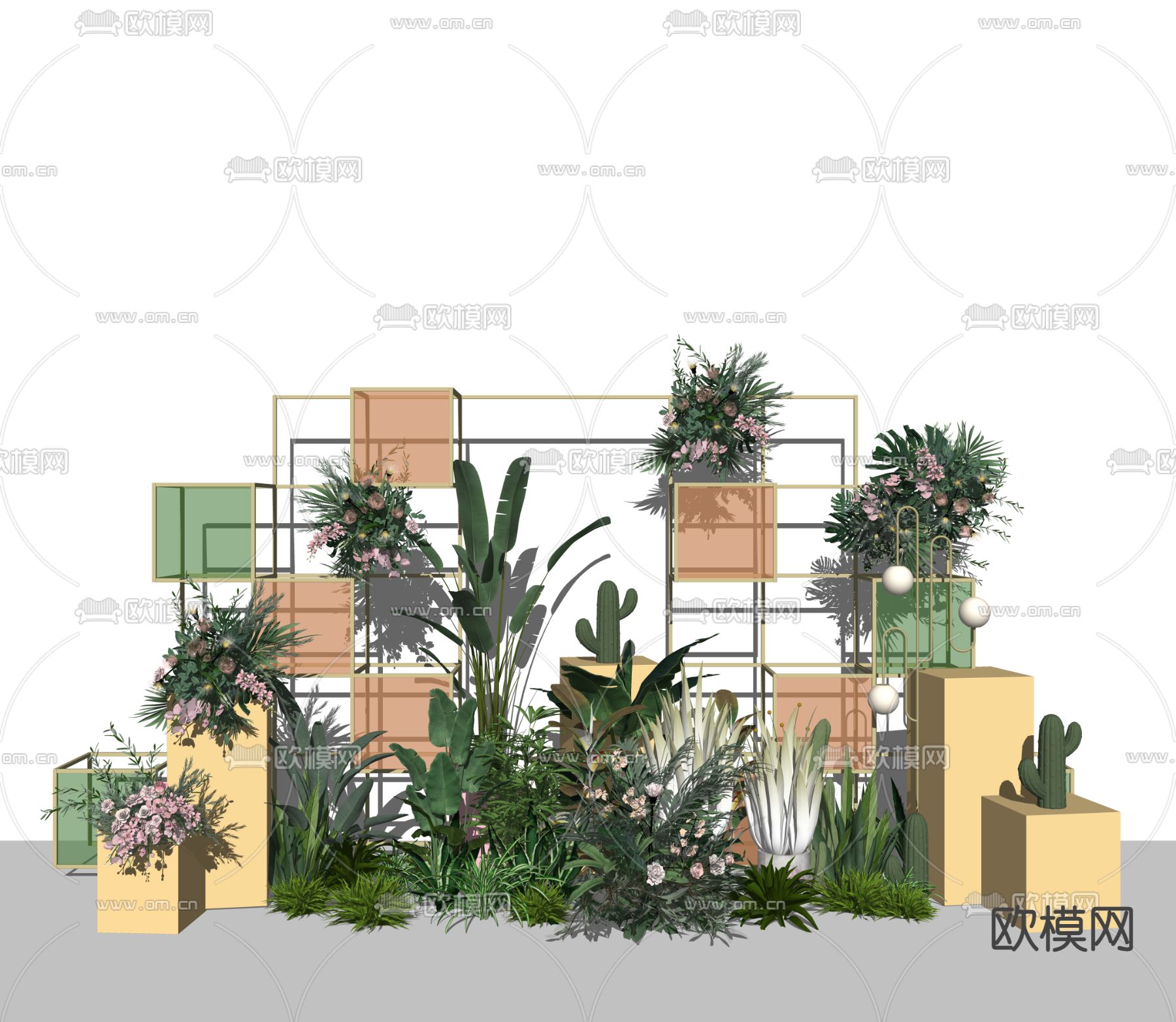 现代植物花艺美陈su模型下载_ID11880693_sketchup模型下载-欧模网