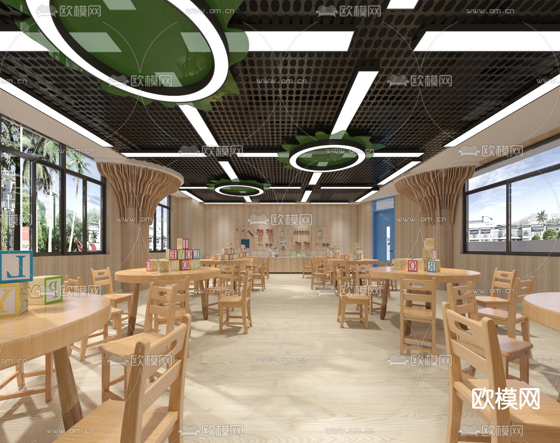 现代儿童阅读室免费3d模型下载（渲染图2）