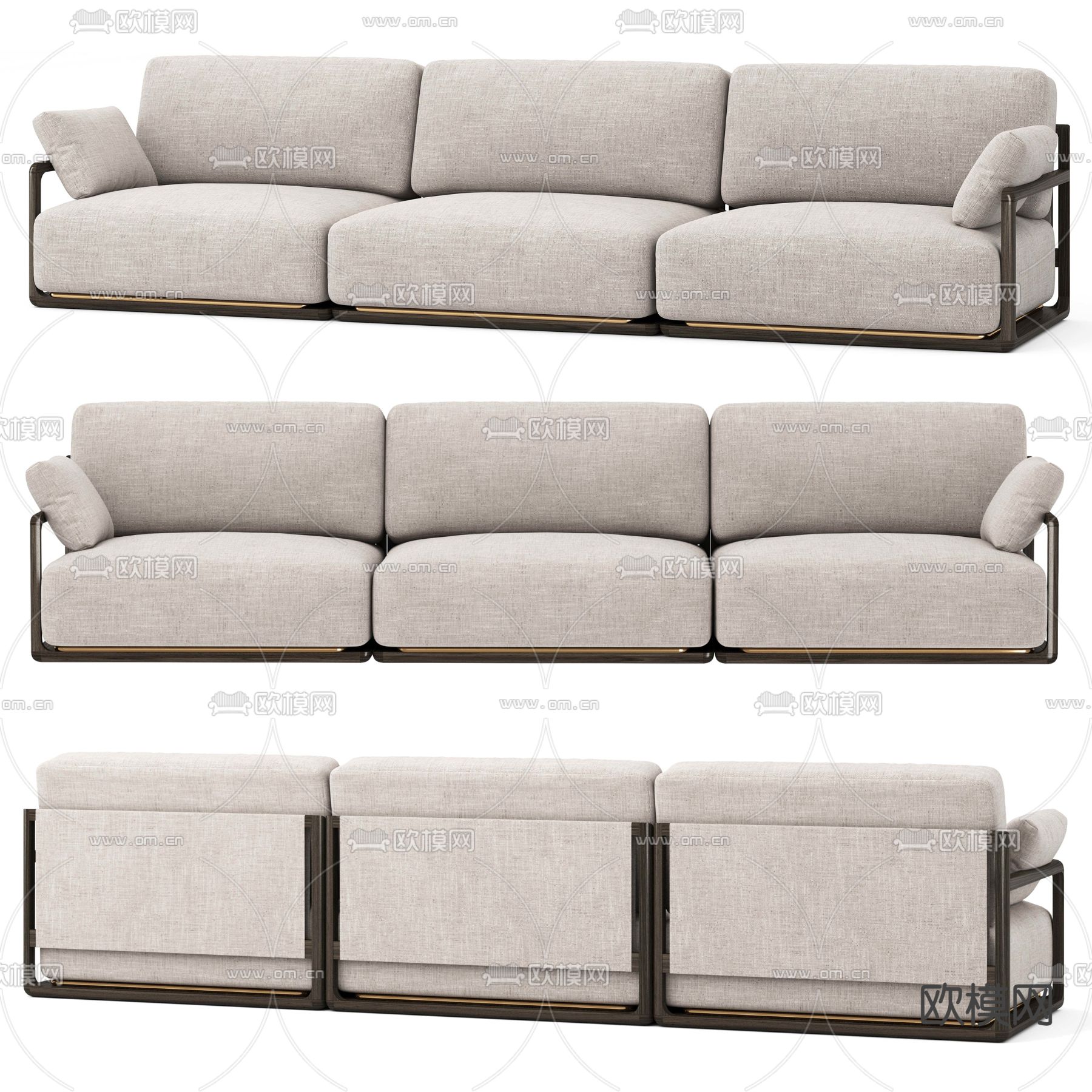 Giorgetti 现代布艺多人沙发3d模型下载（渲染图1）