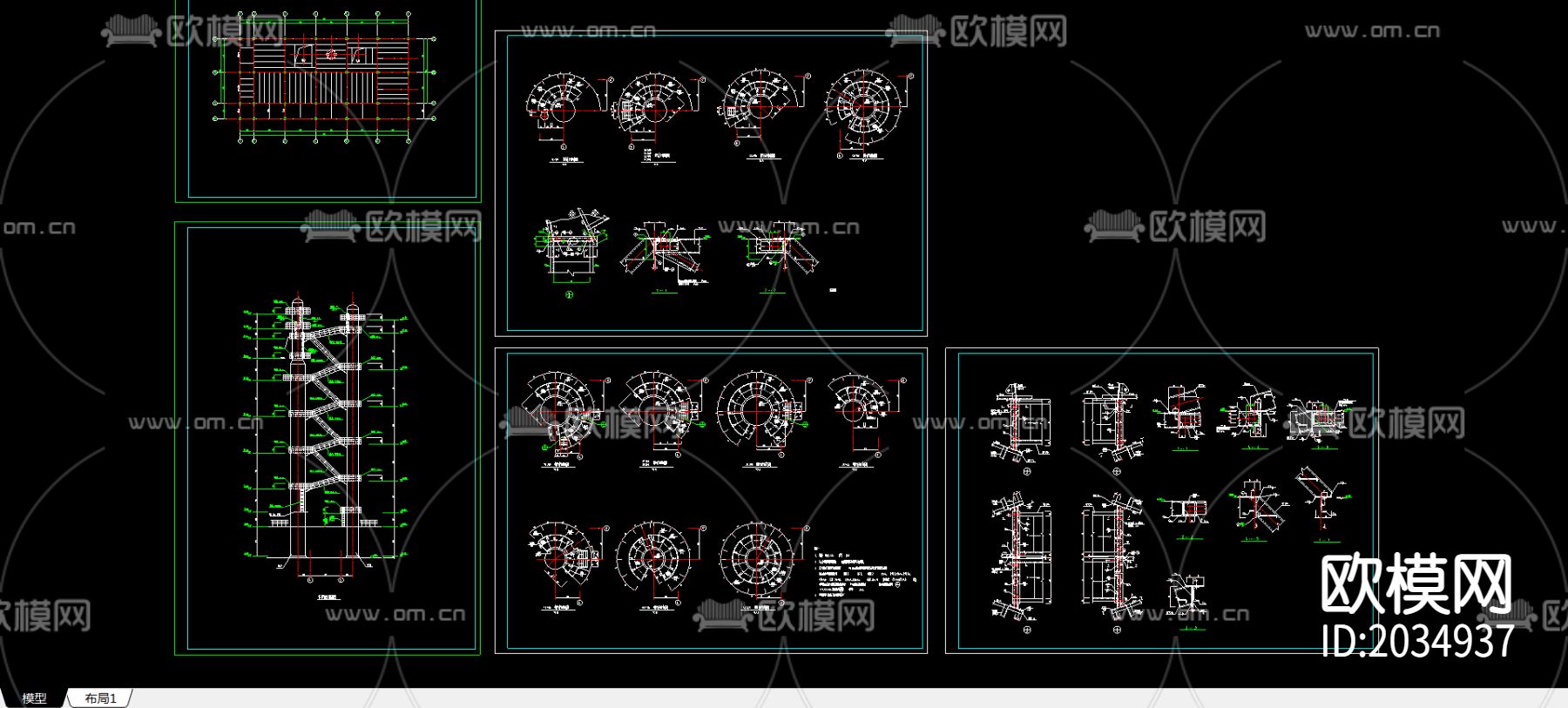 多层钢平台结构cad大详图下载