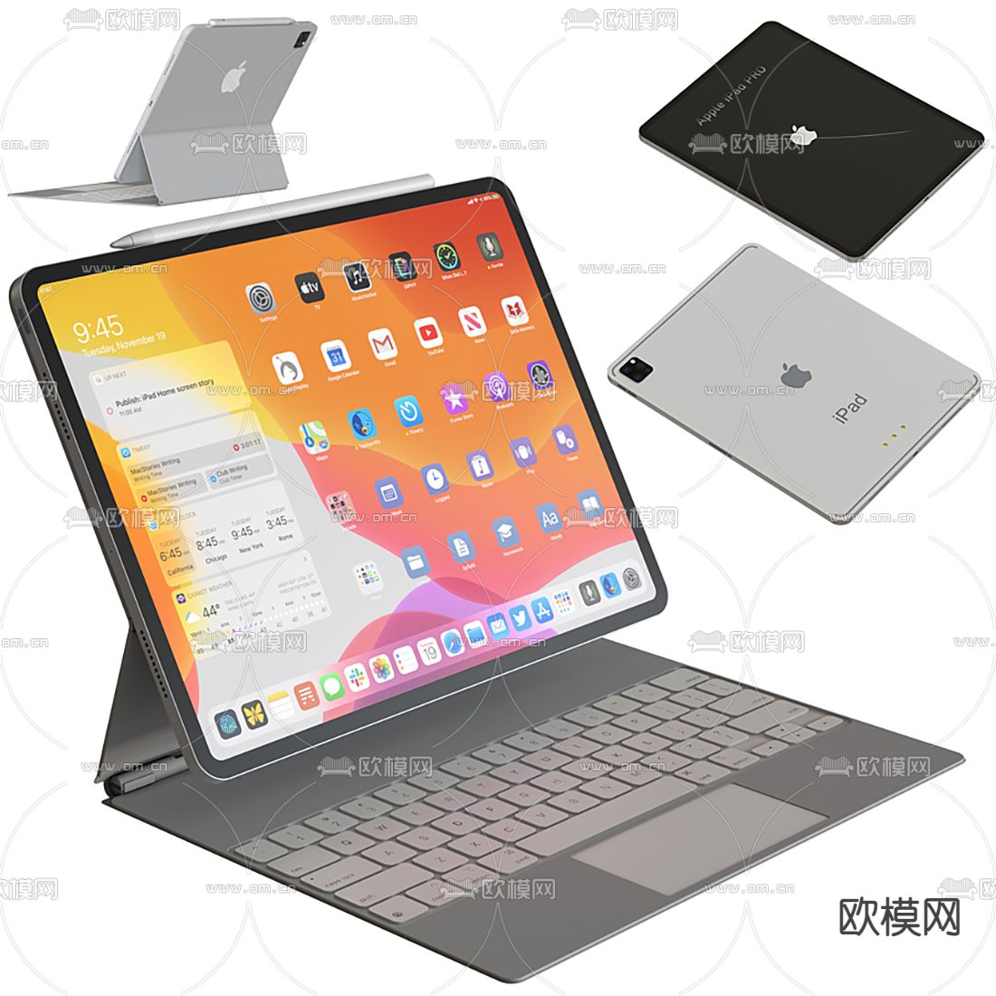 现代平板电脑3d模型下载（渲染图3）
