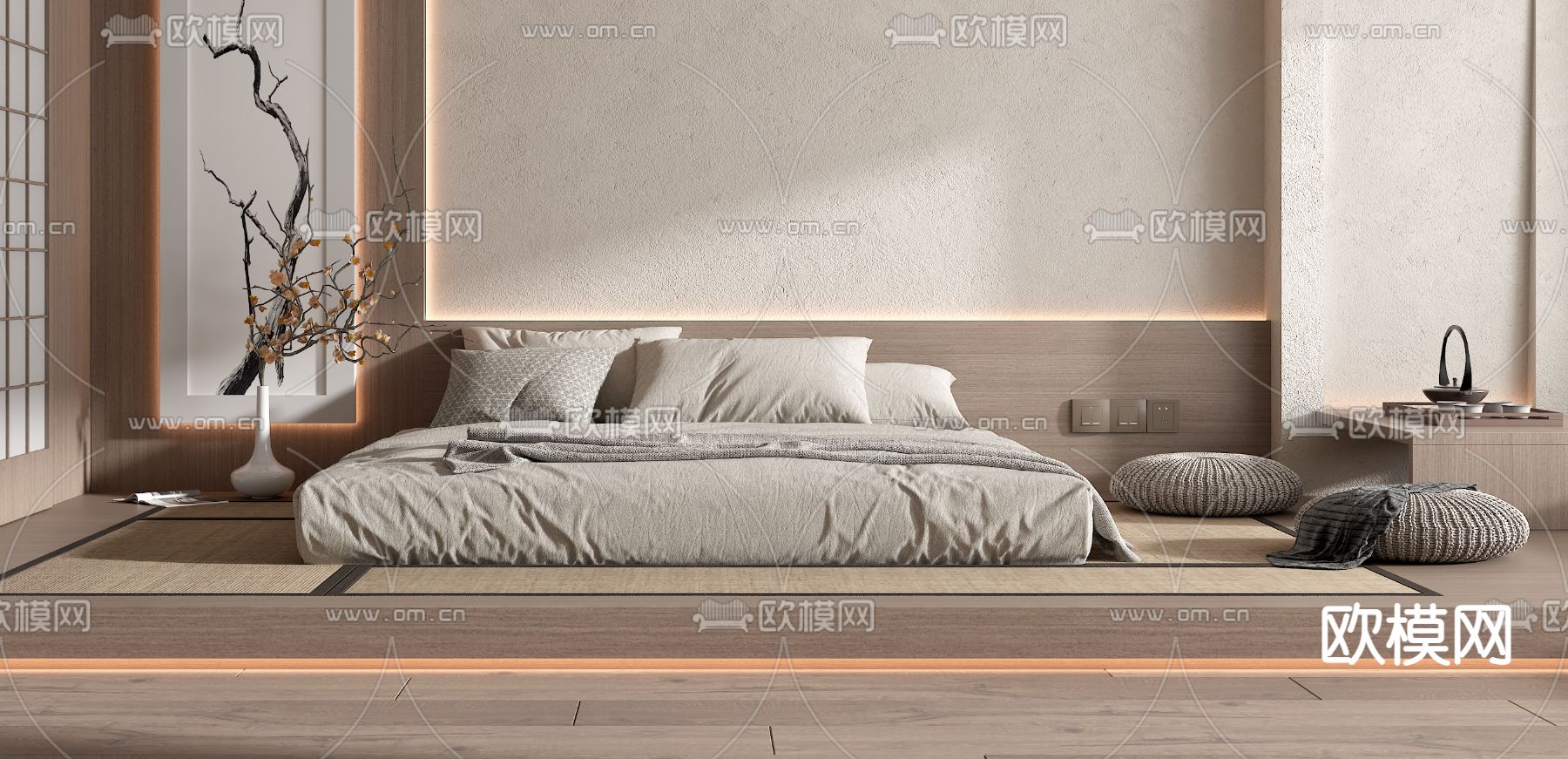 日式卧室3d模型下载（渲染图3）