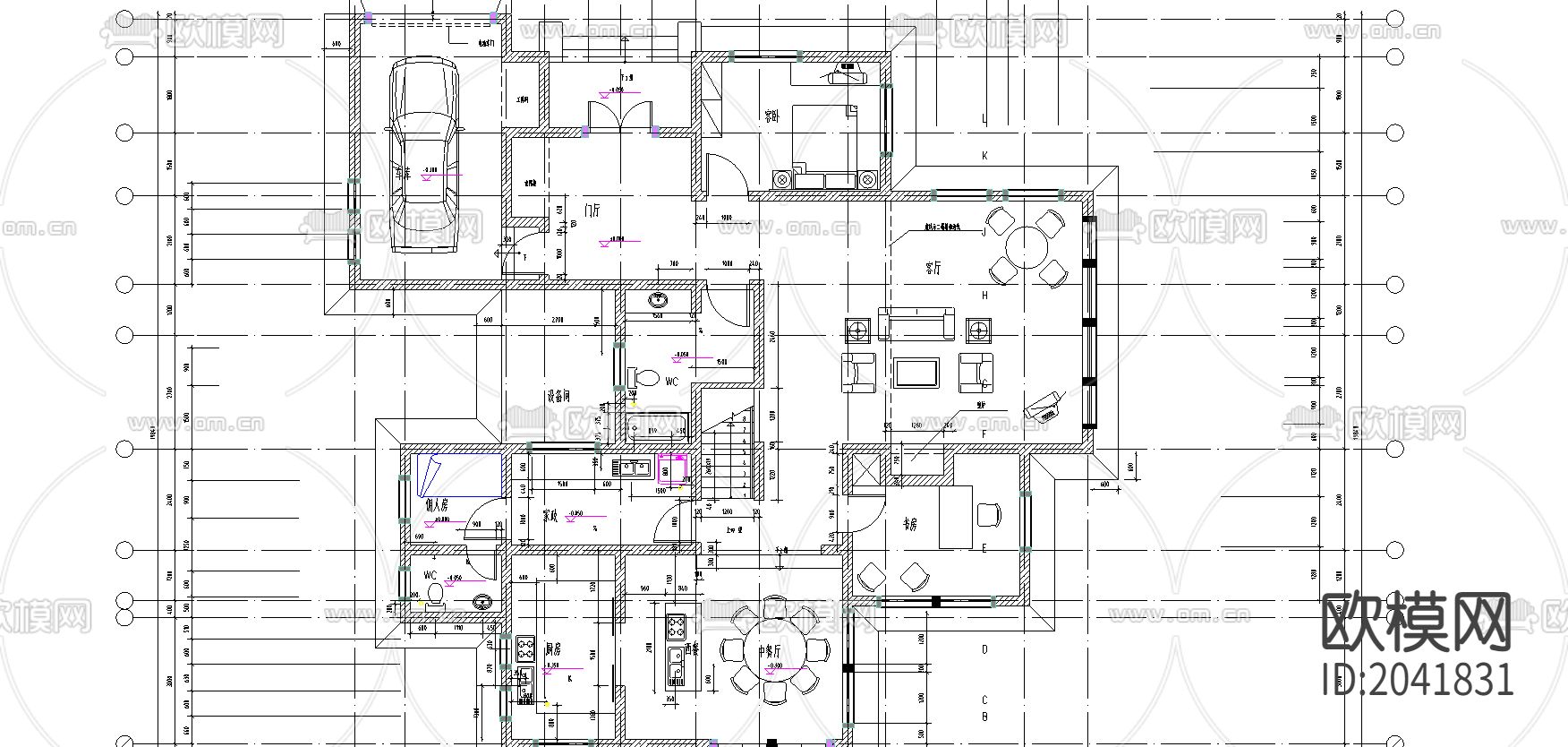 别墅建筑cad施工图下载（渲染图4）