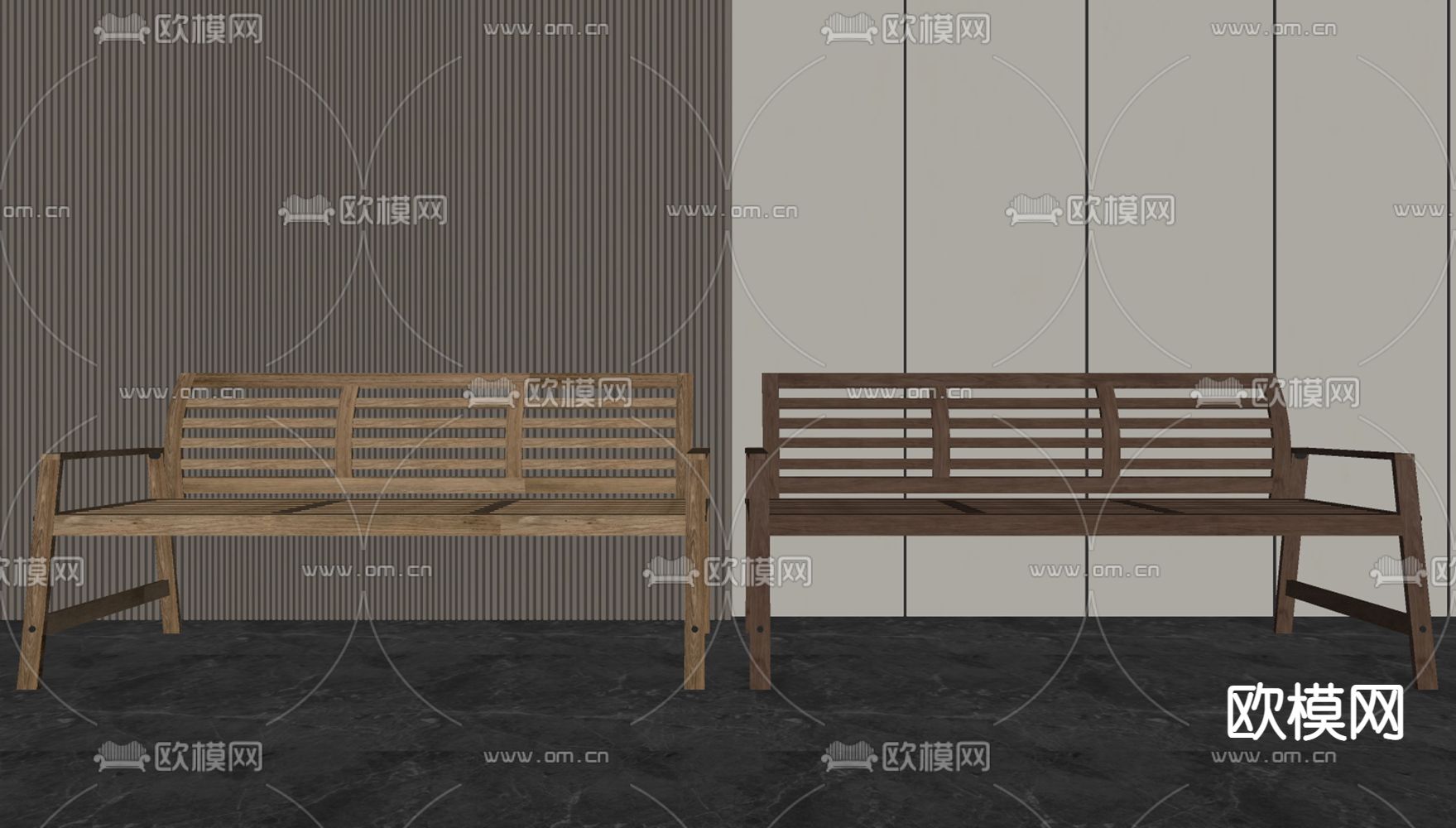 现代户外公园长椅su模型