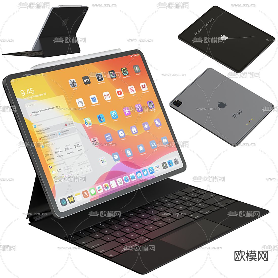 现代平板电脑3d模型下载（渲染图2）