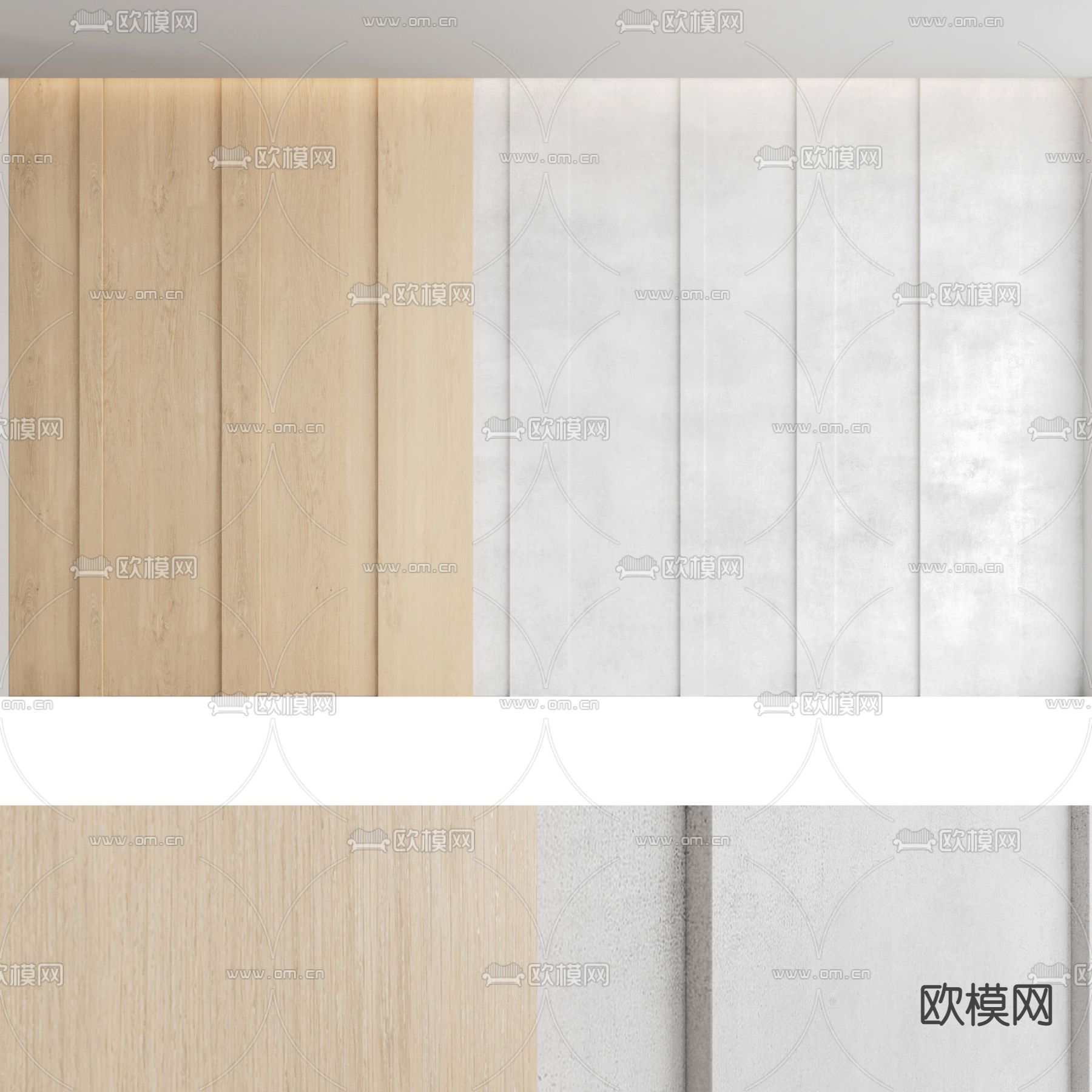 现代实木护墙板3d模型下载（渲染图2）