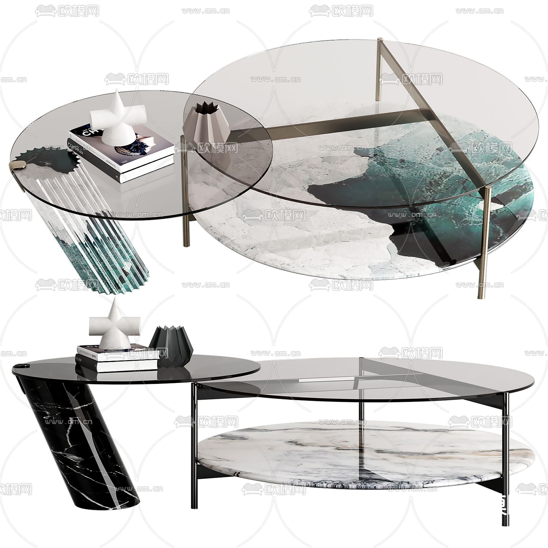 现代玻璃茶几3d模型下载