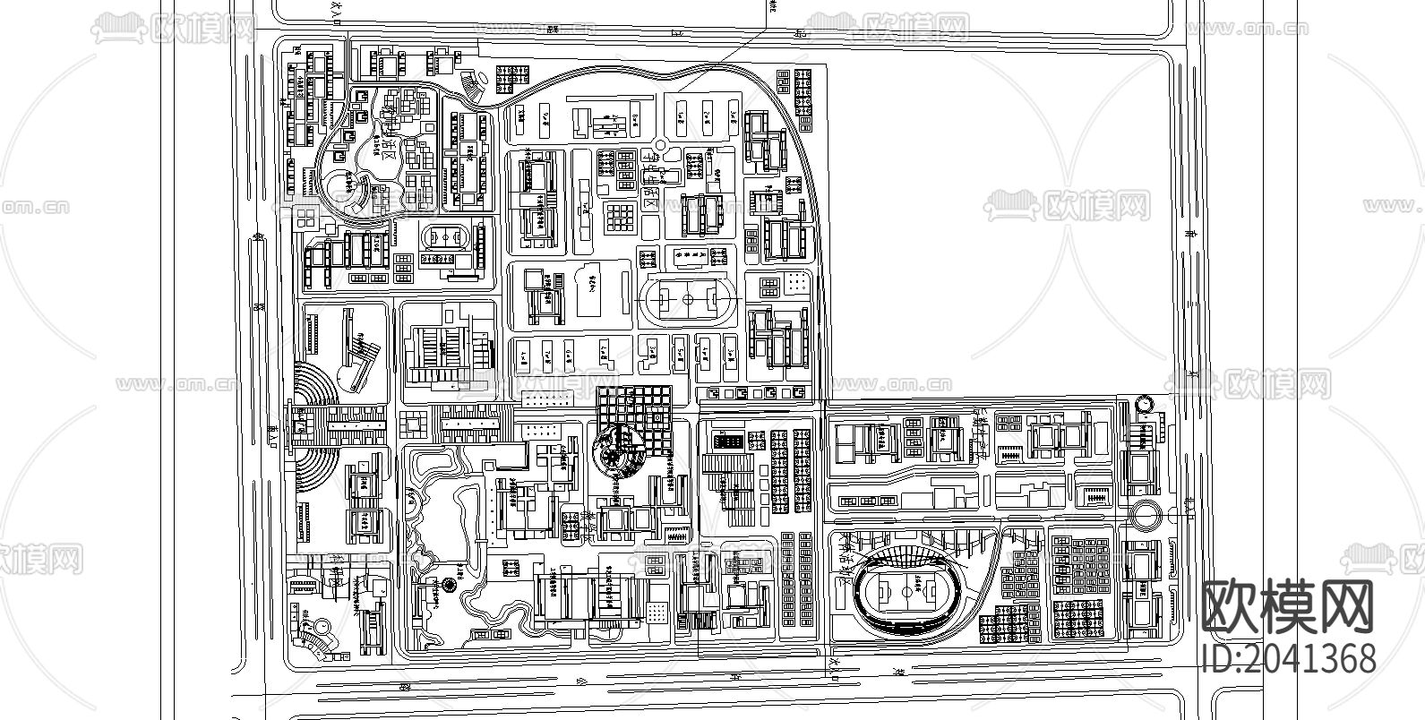 校园规划cad施工图下载（渲染图3）