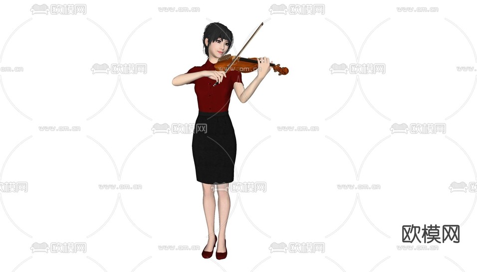现代小提琴人物su模型下载(渲染图2)