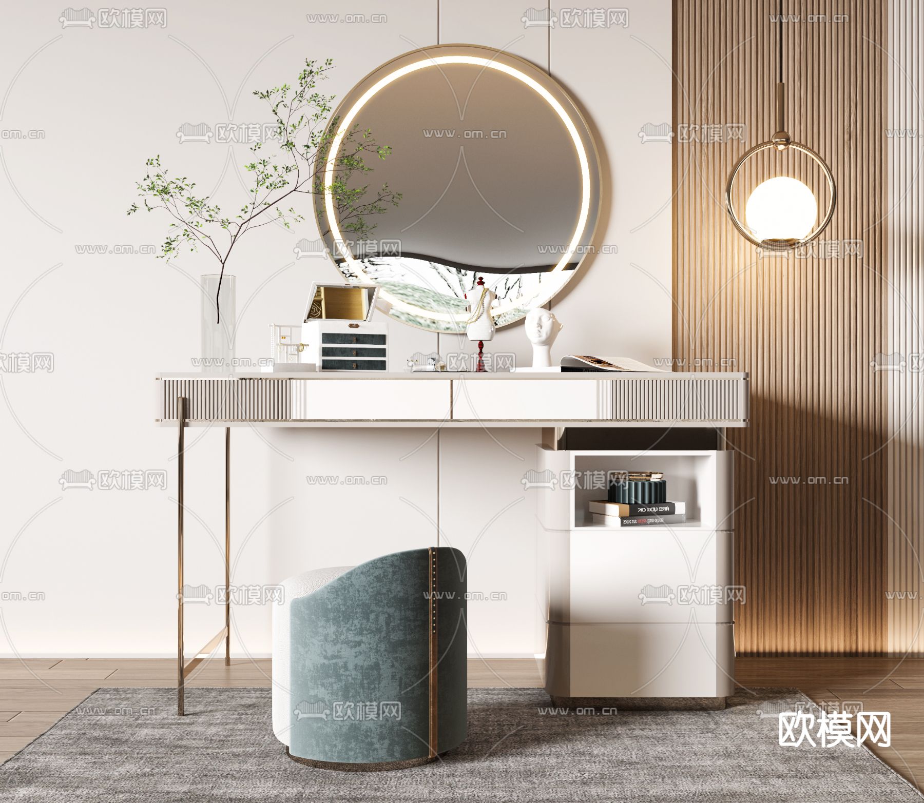 现代轻奢梳妆台3d模型