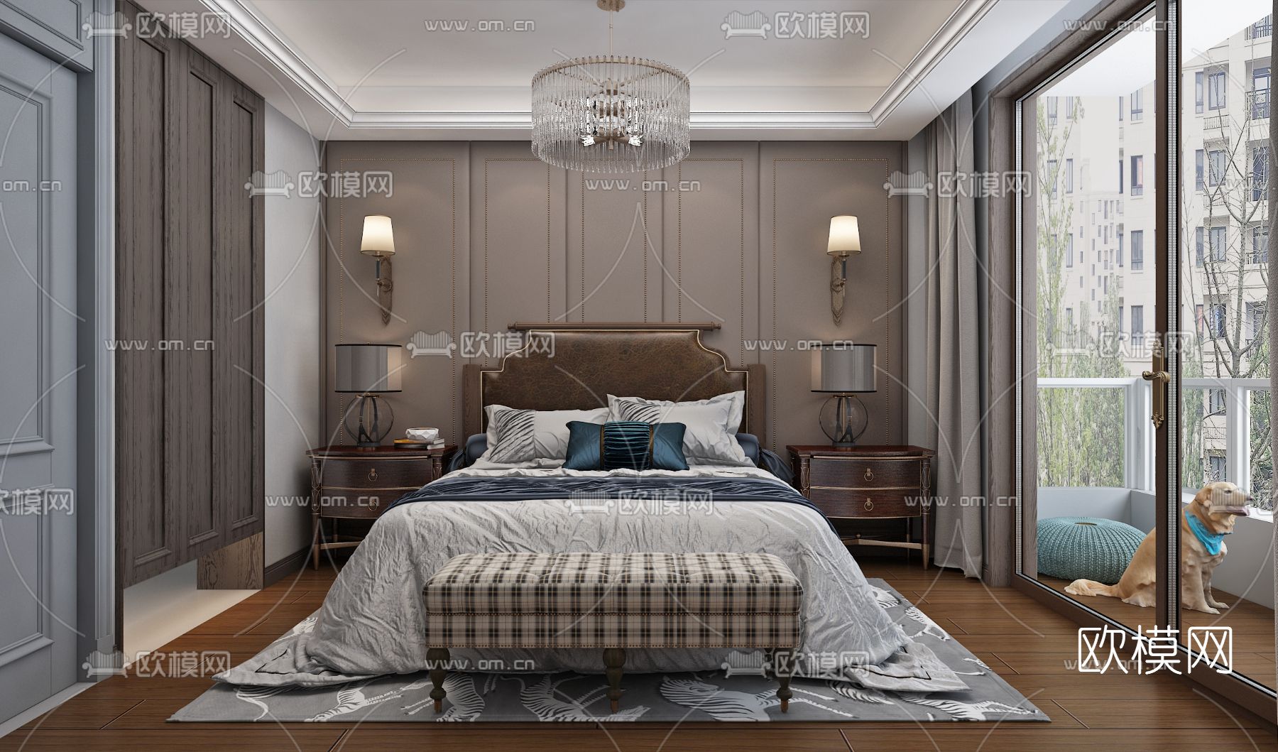 美式卧室免费3d模型下载