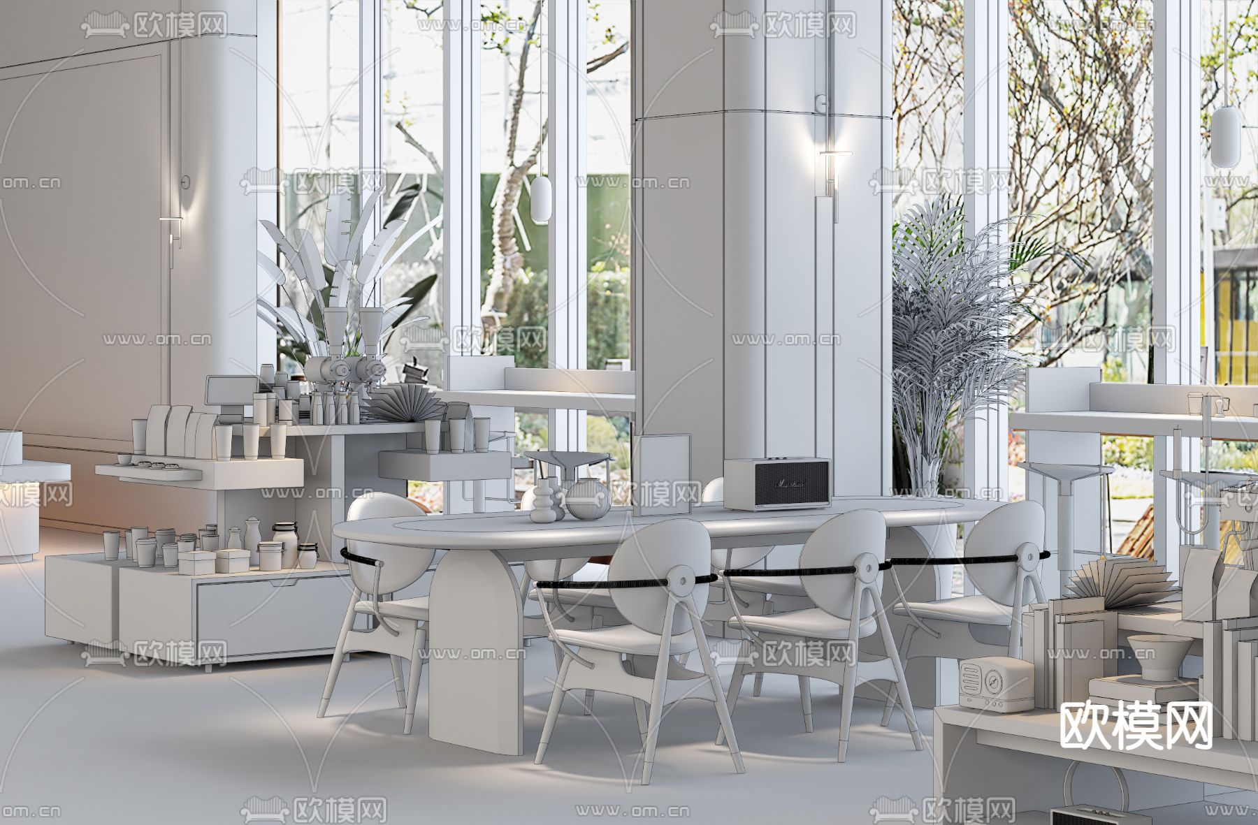 丰屋设计 现代售楼处洽谈区3d模型下载（渲染图2）