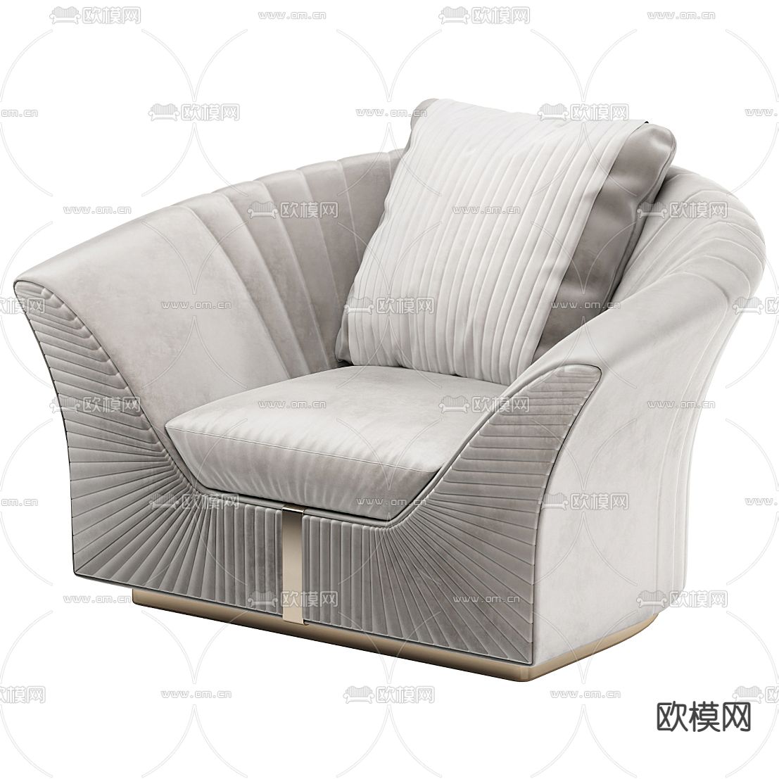 现代布艺单人沙发3d模型下载（渲染图2）