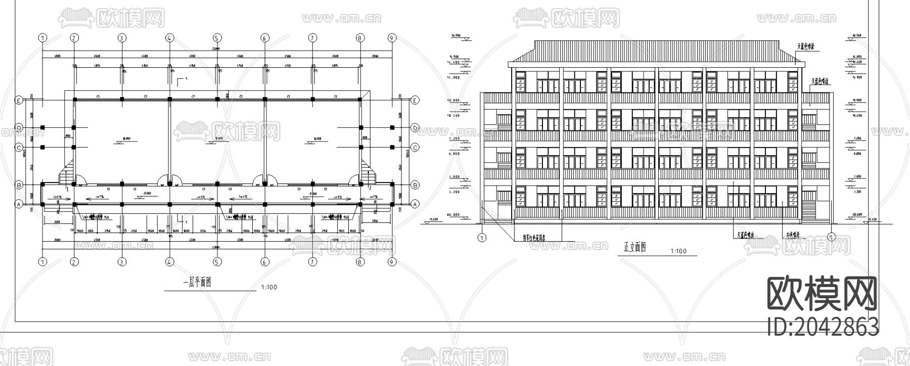 教学楼建筑cad施工图下载（渲染图5）