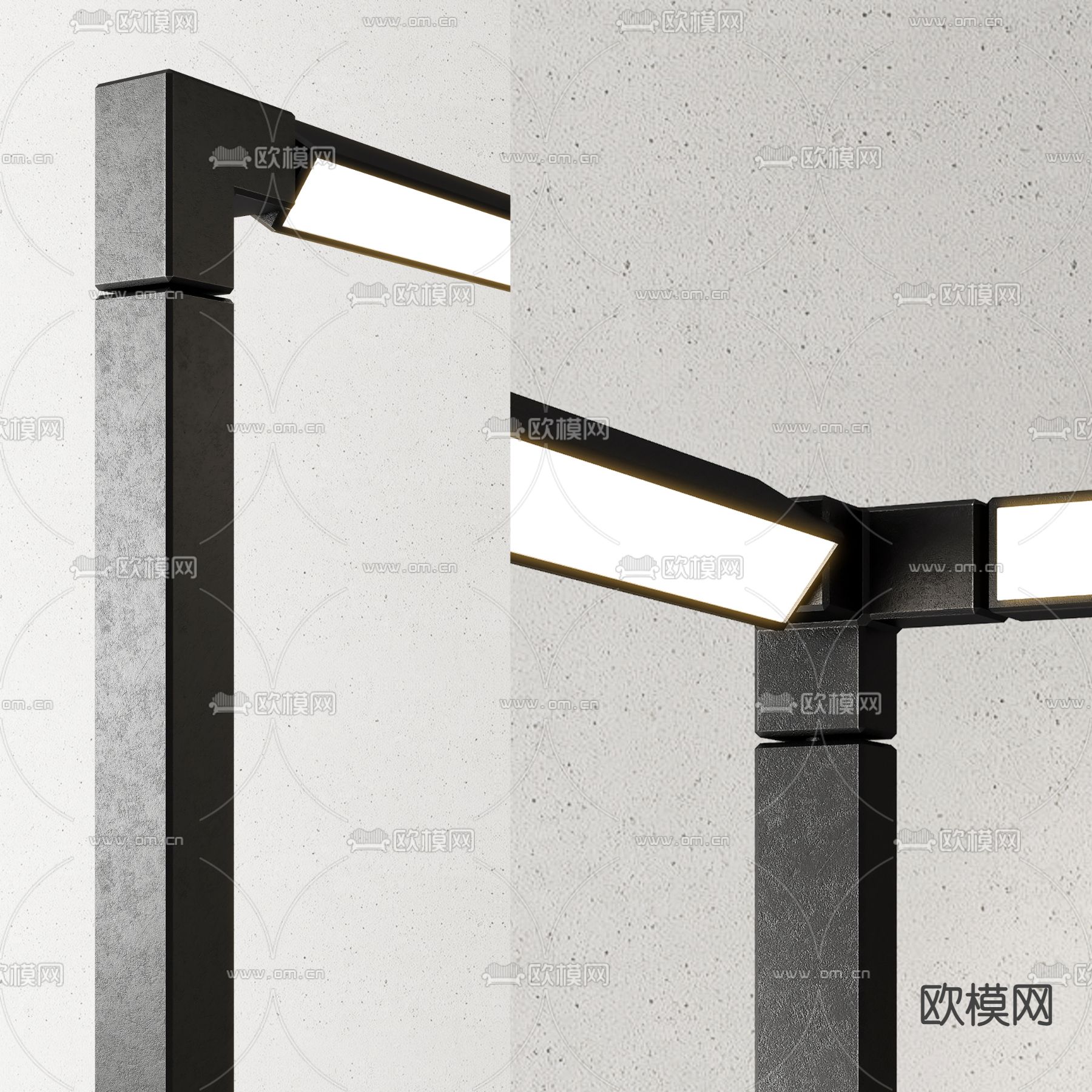 现代金属极简落地灯3d模型下载（渲染图3）