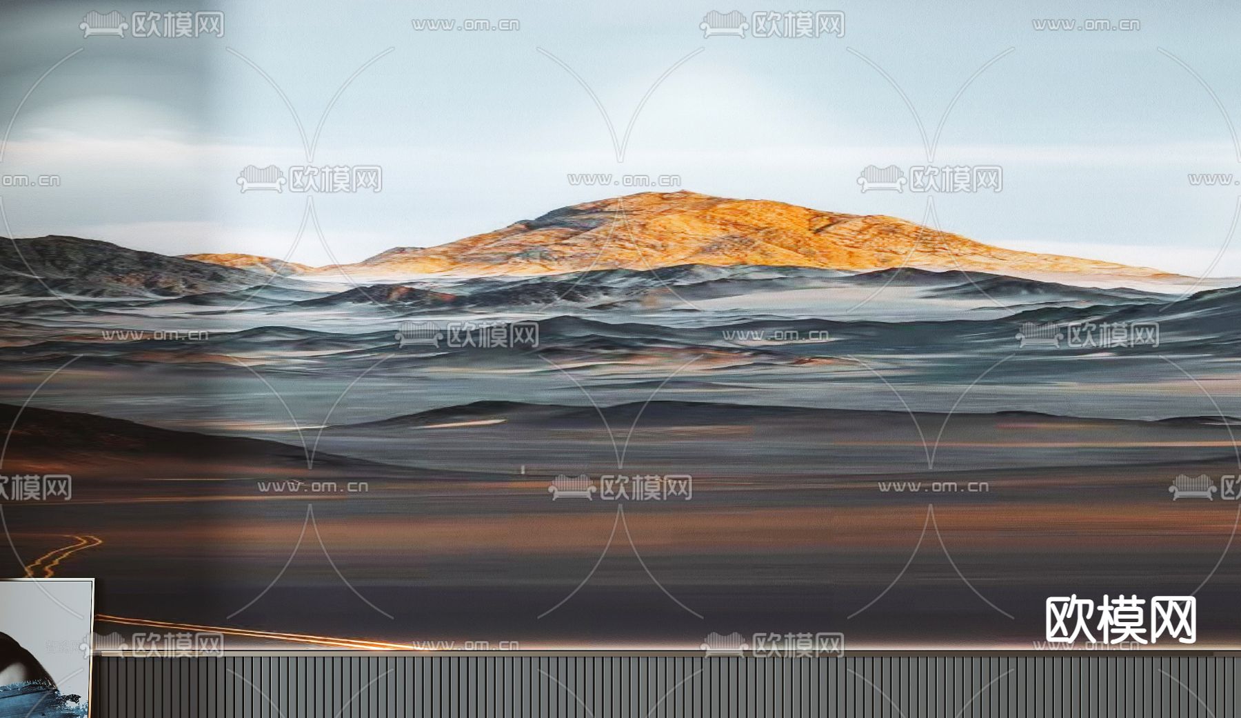 现代床头背景墙3d模型下载（渲染图4）