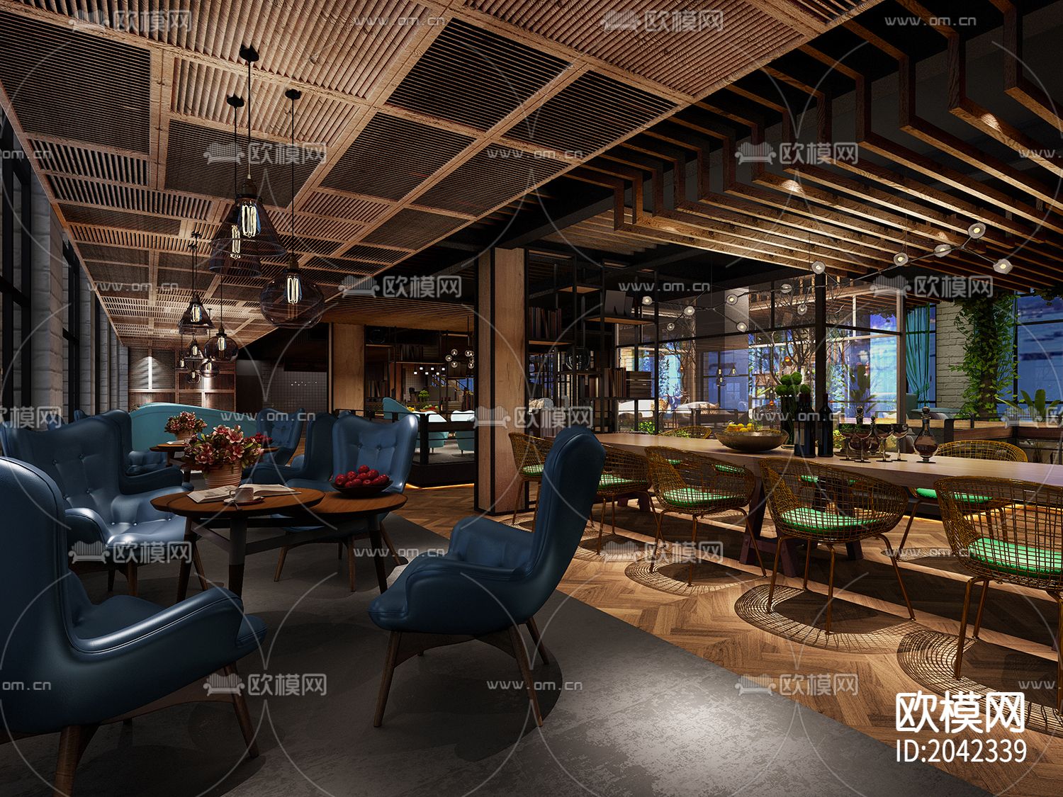 咖啡厅cad施工图下载（渲染图8）