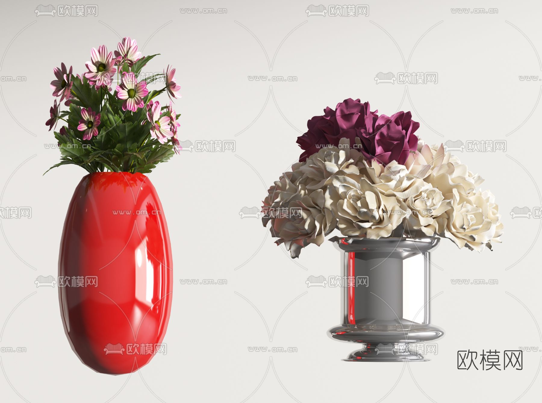 现代花瓶花艺免费3d模型下载