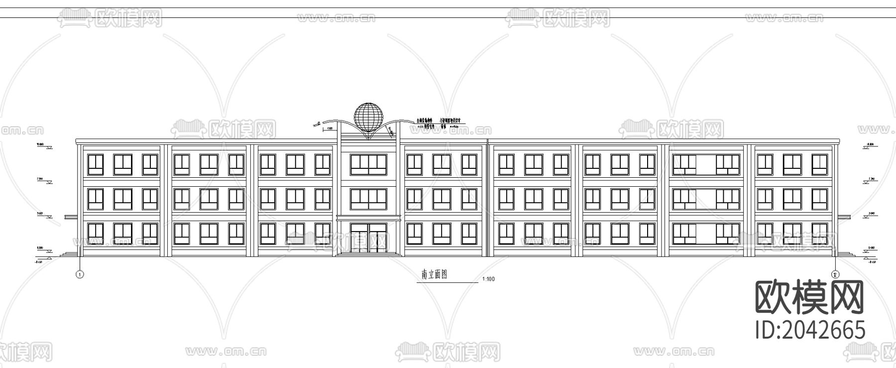 教学楼建筑cad施工图下载（渲染图3）