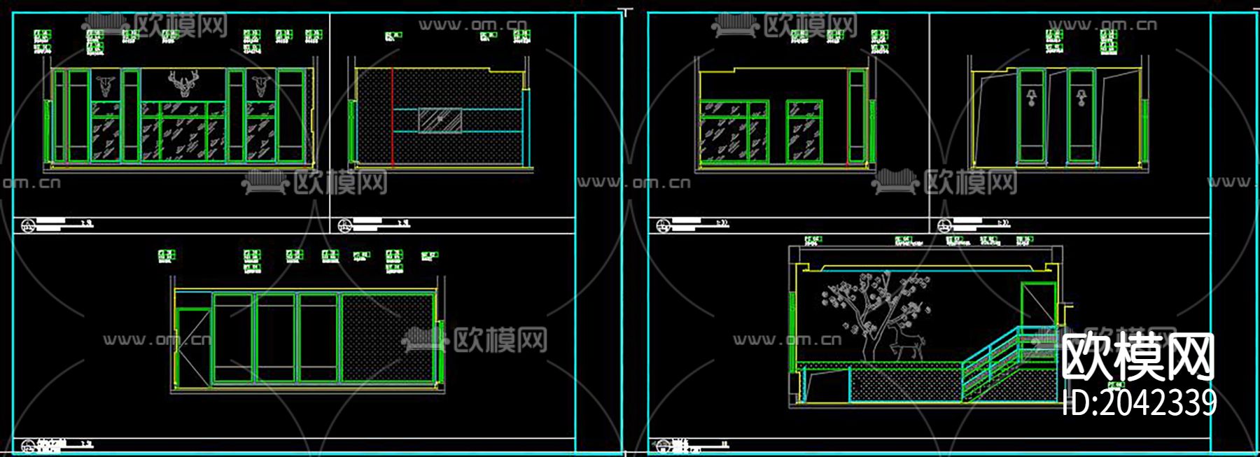咖啡厅cad施工图下载（渲染图3）