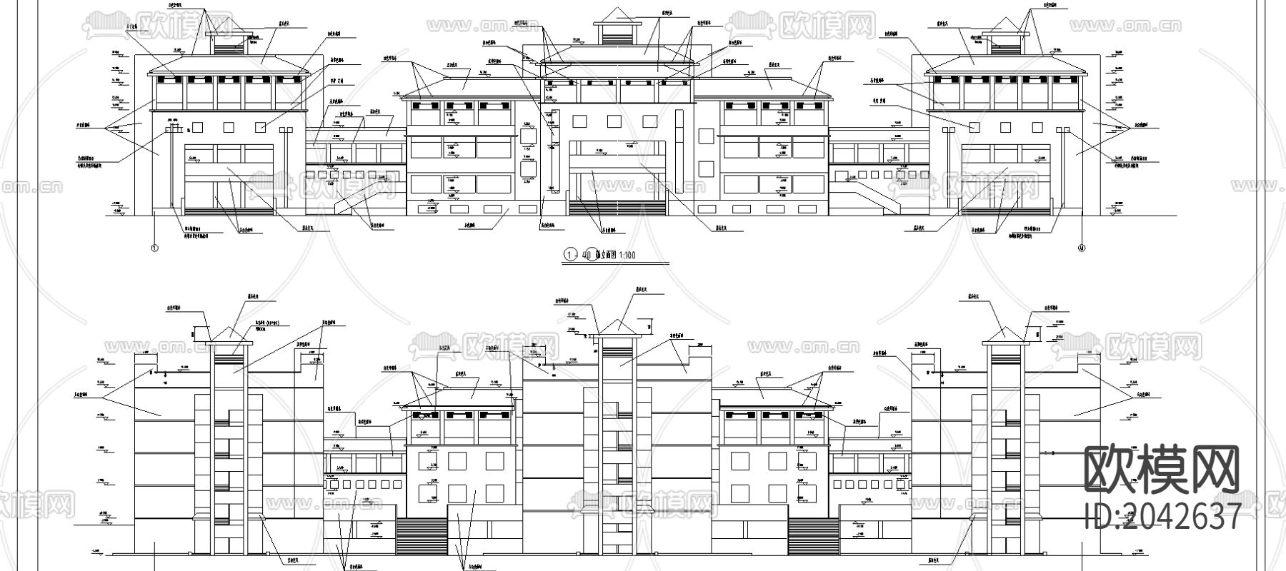 教学楼建筑cad施工图下载（渲染图2）