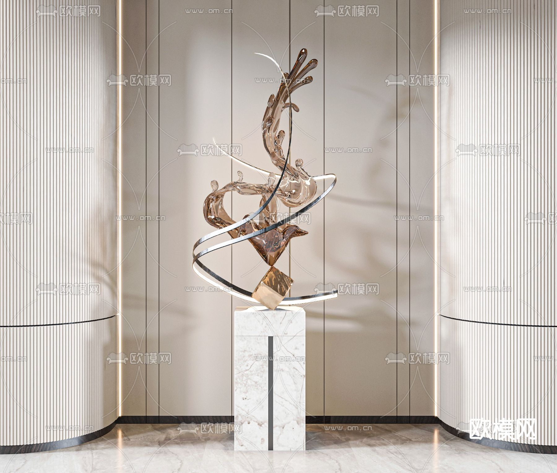 现代抽象雕塑摆件3d模型下载