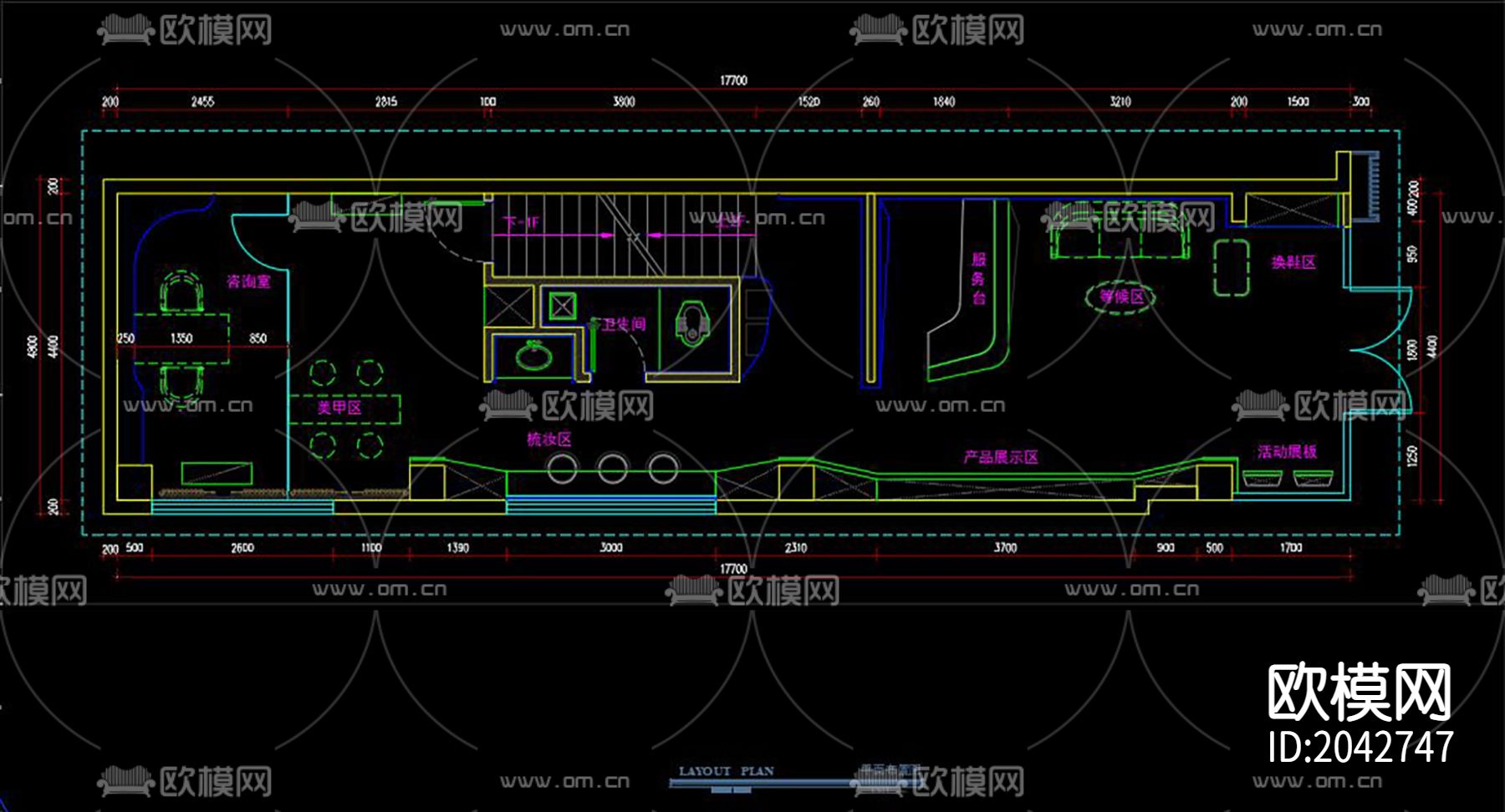 美容院cad施工图下载（渲染图1）