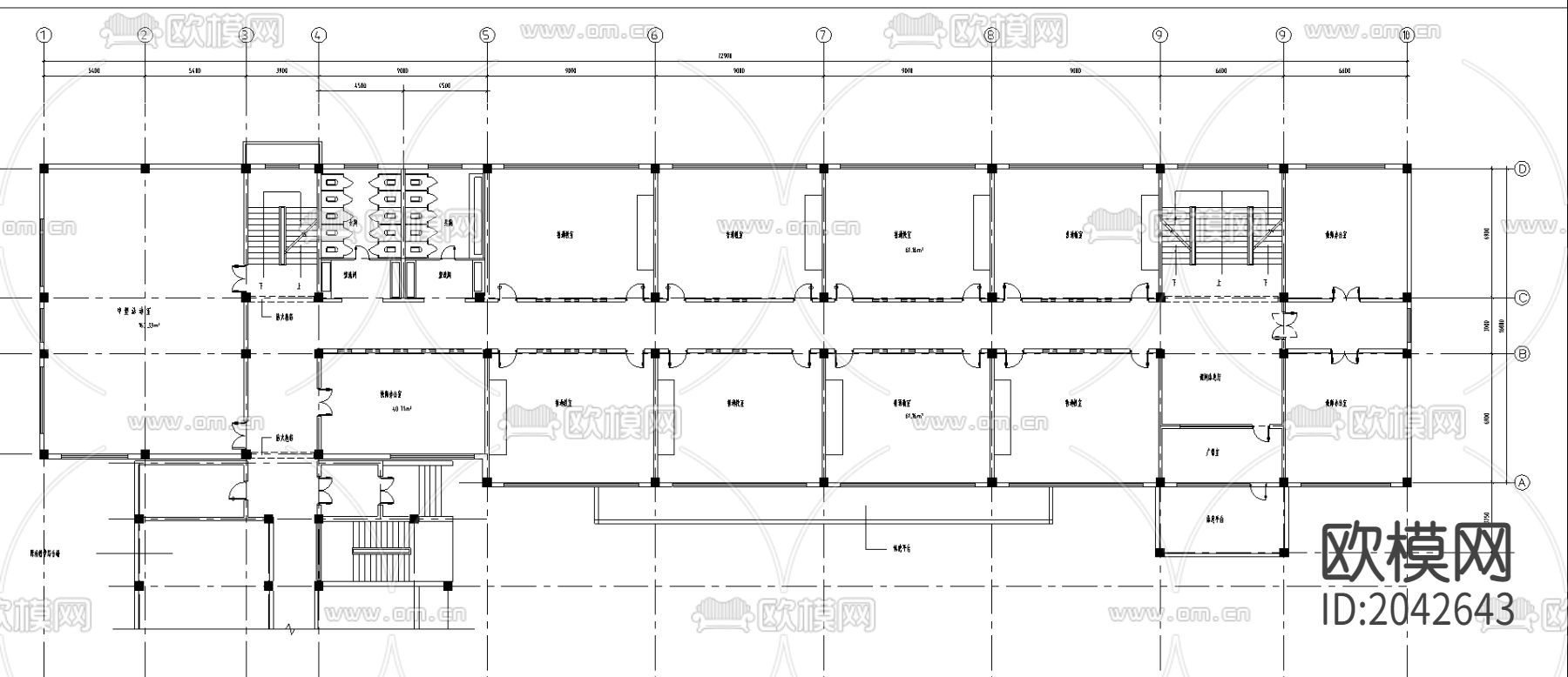 教学楼建筑cad施工图下载（渲染图3）