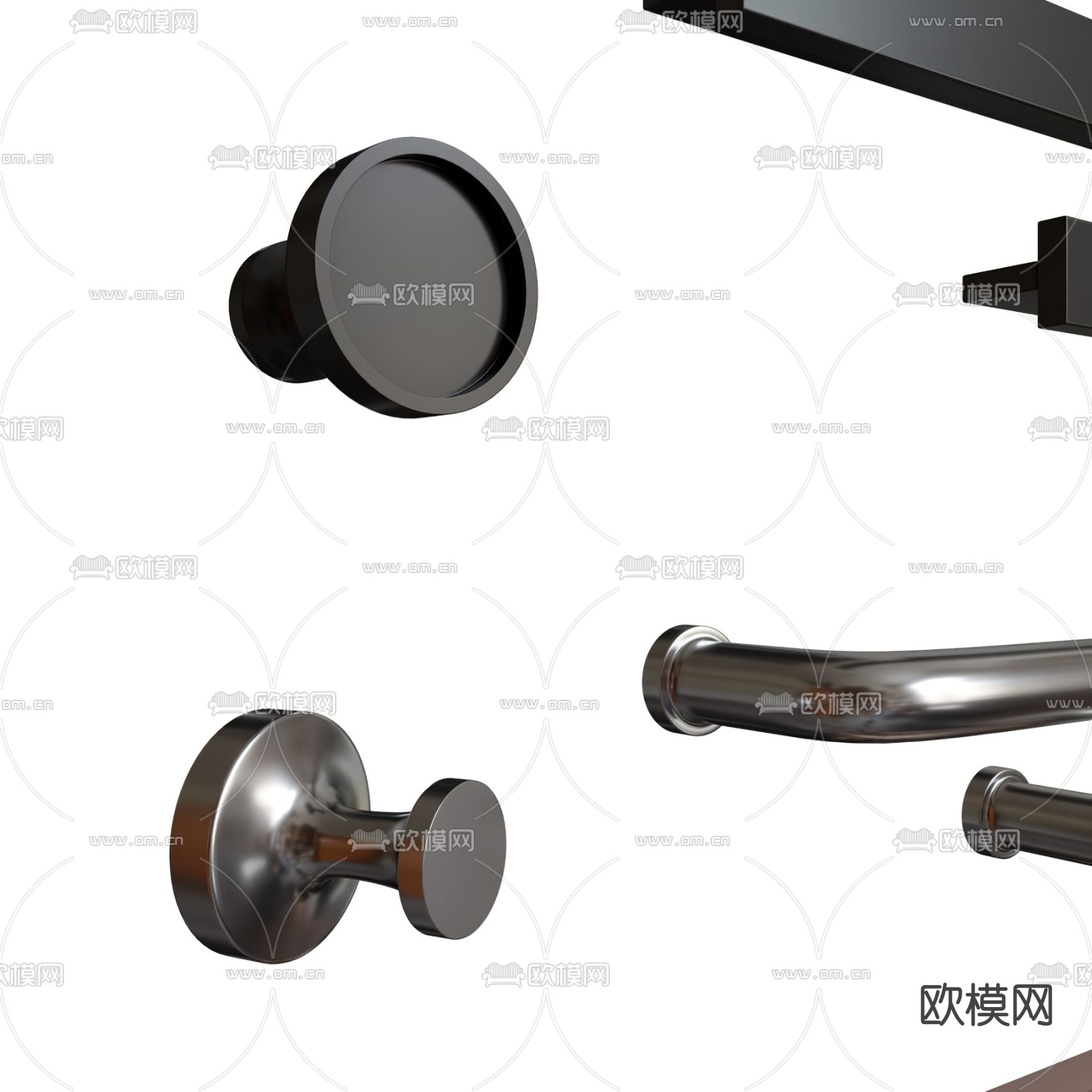 现代橱柜门把手拉手3d模型下载（渲染图3）
