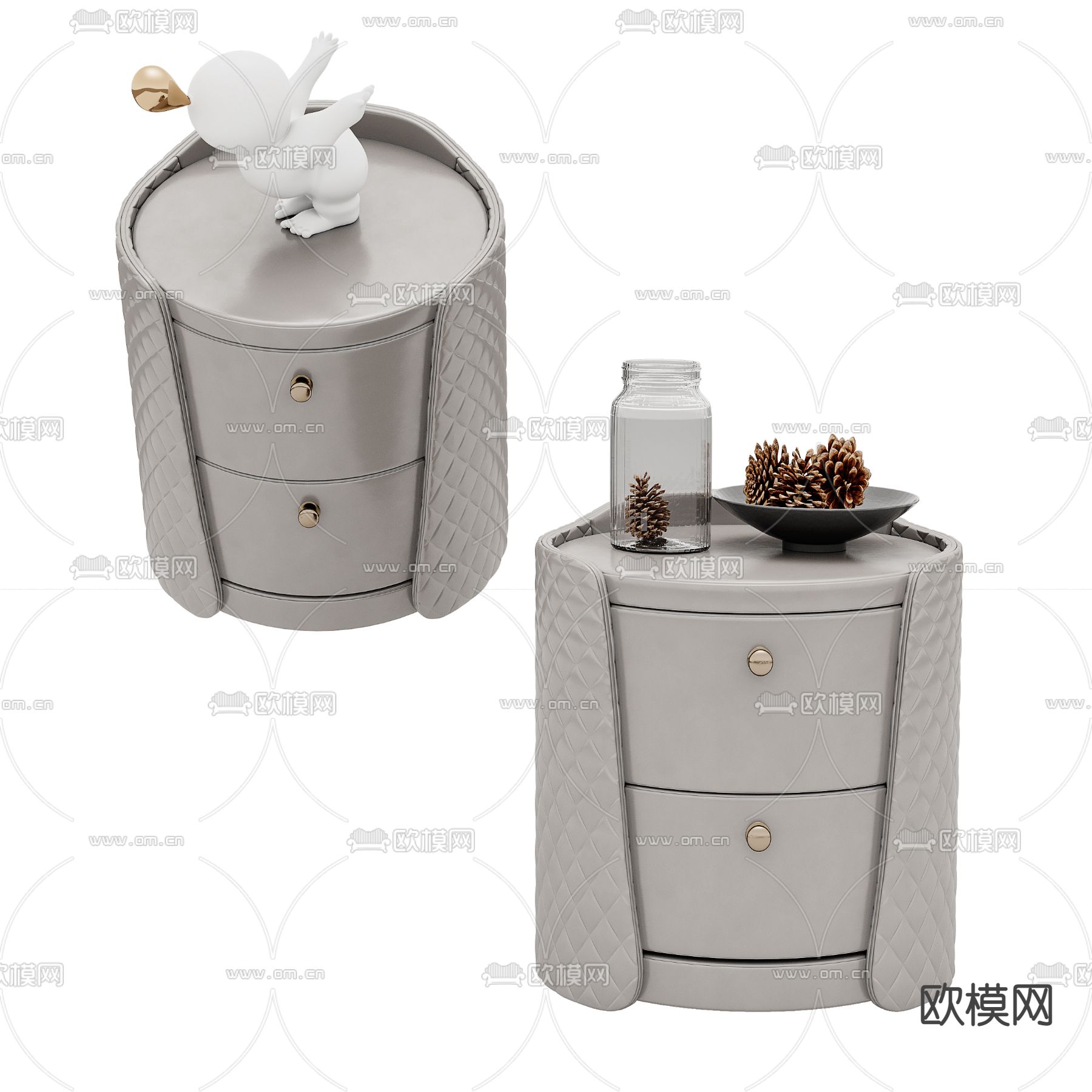 现代轻奢床头柜3d模型下载