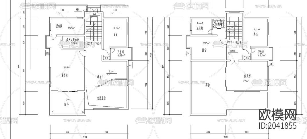 别墅建筑cad施工图-免费3dmax模型库-欧模网