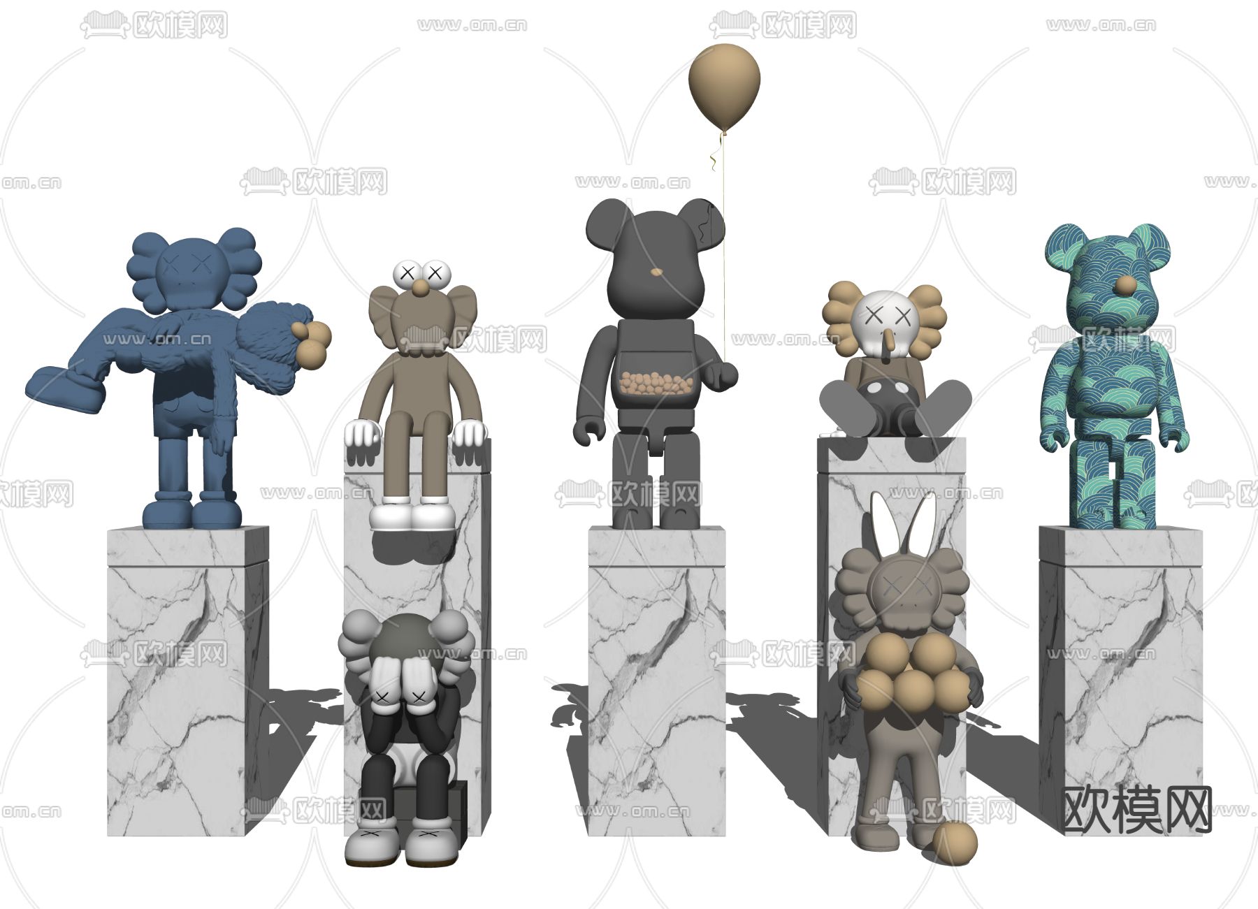 现代暴力熊雕塑摆件su模型下载（渲染图2）