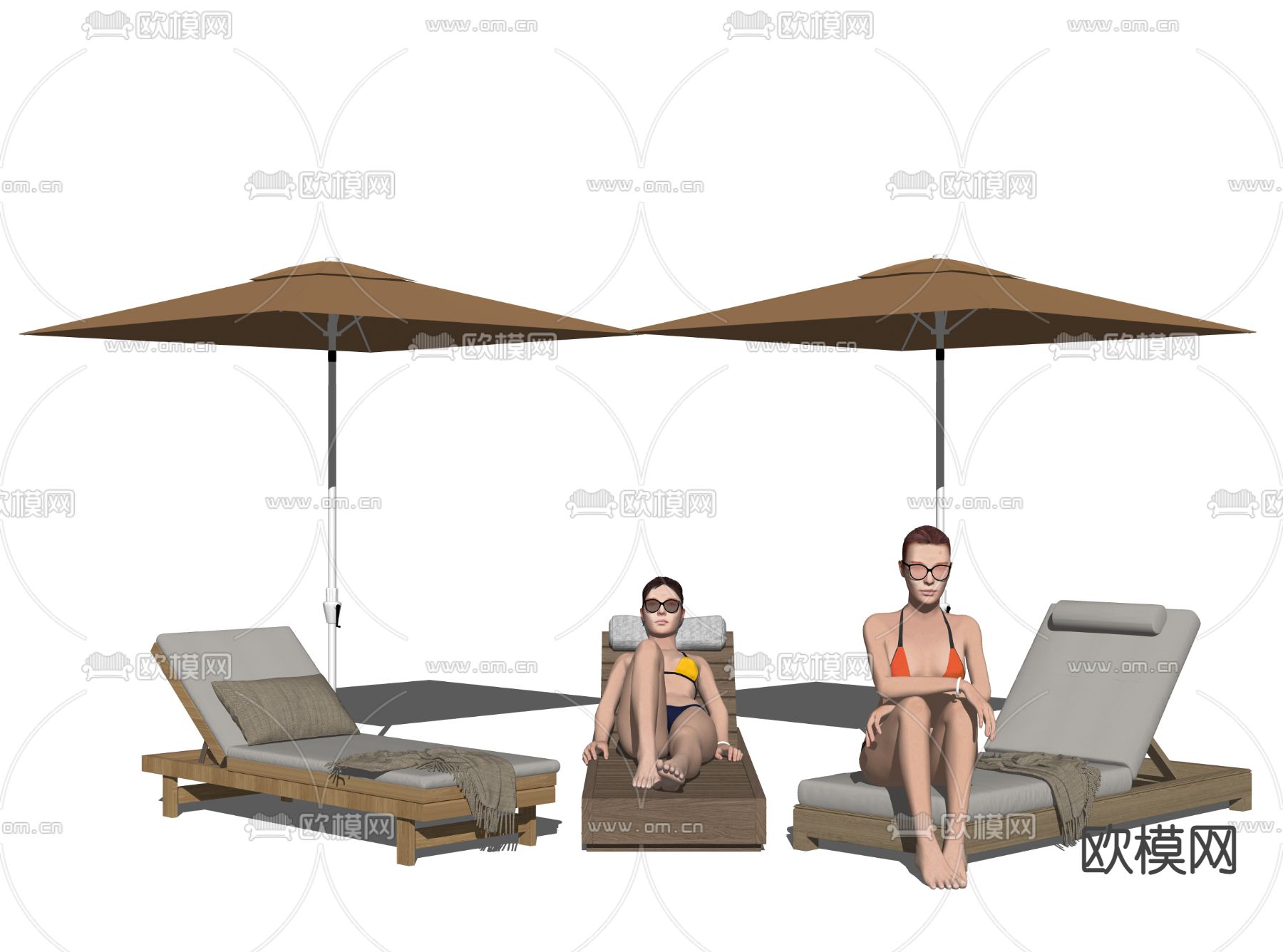 现代户外沙滩椅su模型下载（渲染图2）