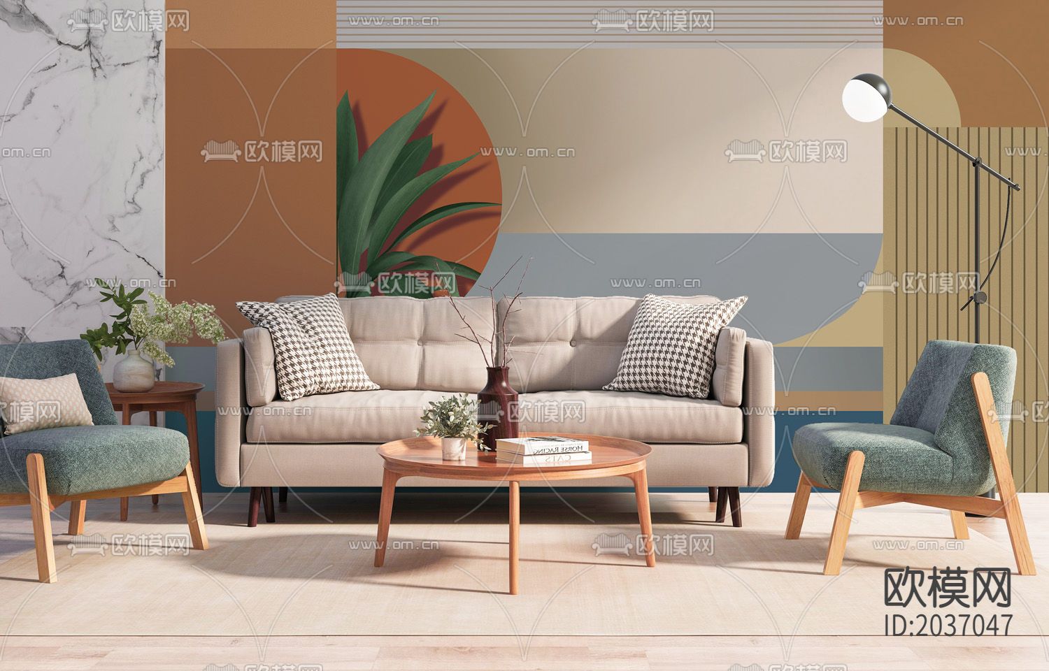 几何拼装壁纸下载（渲染图4）