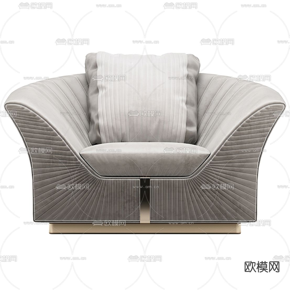 现代布艺单人沙发3d模型下载（渲染图1）