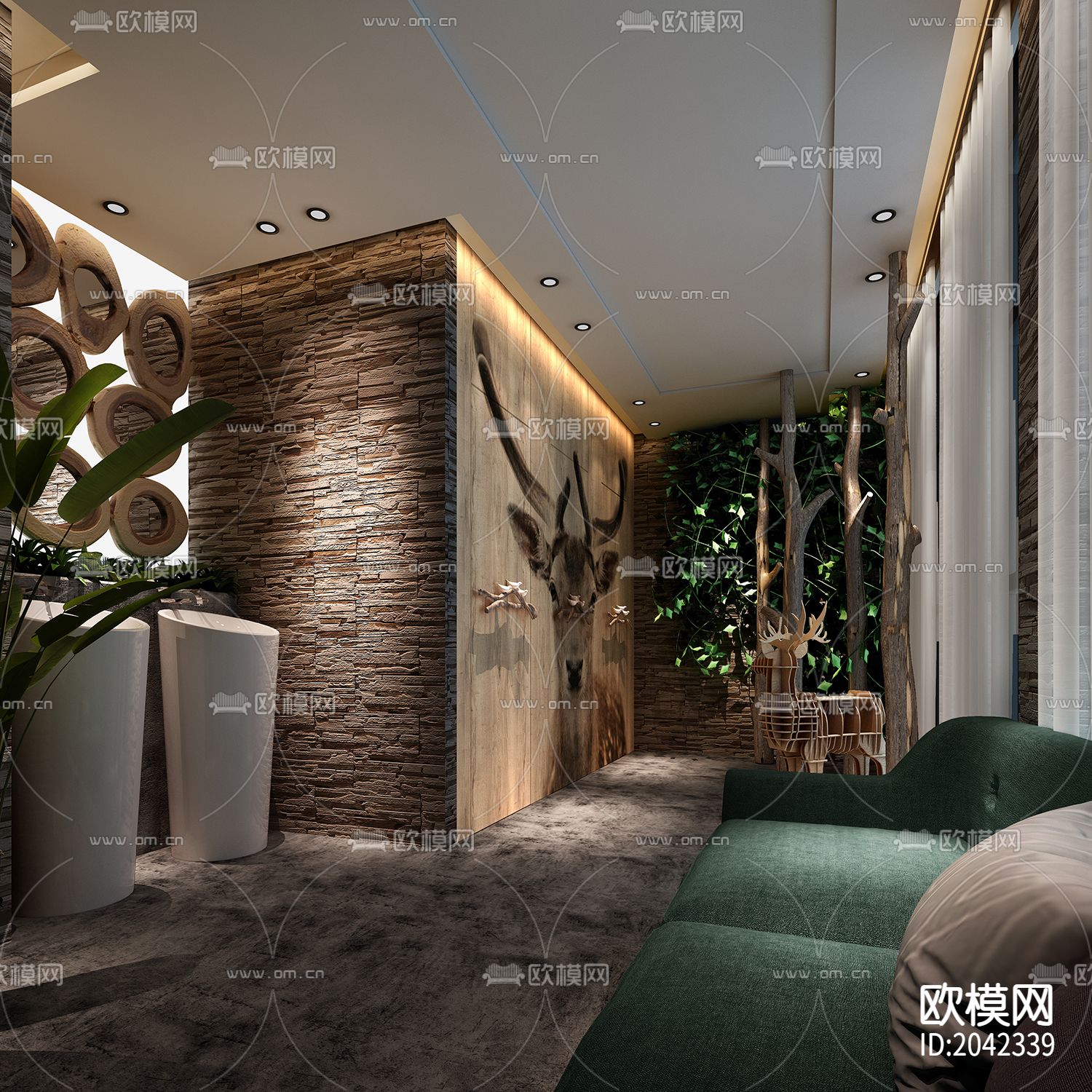 咖啡厅cad施工图下载（渲染图10）