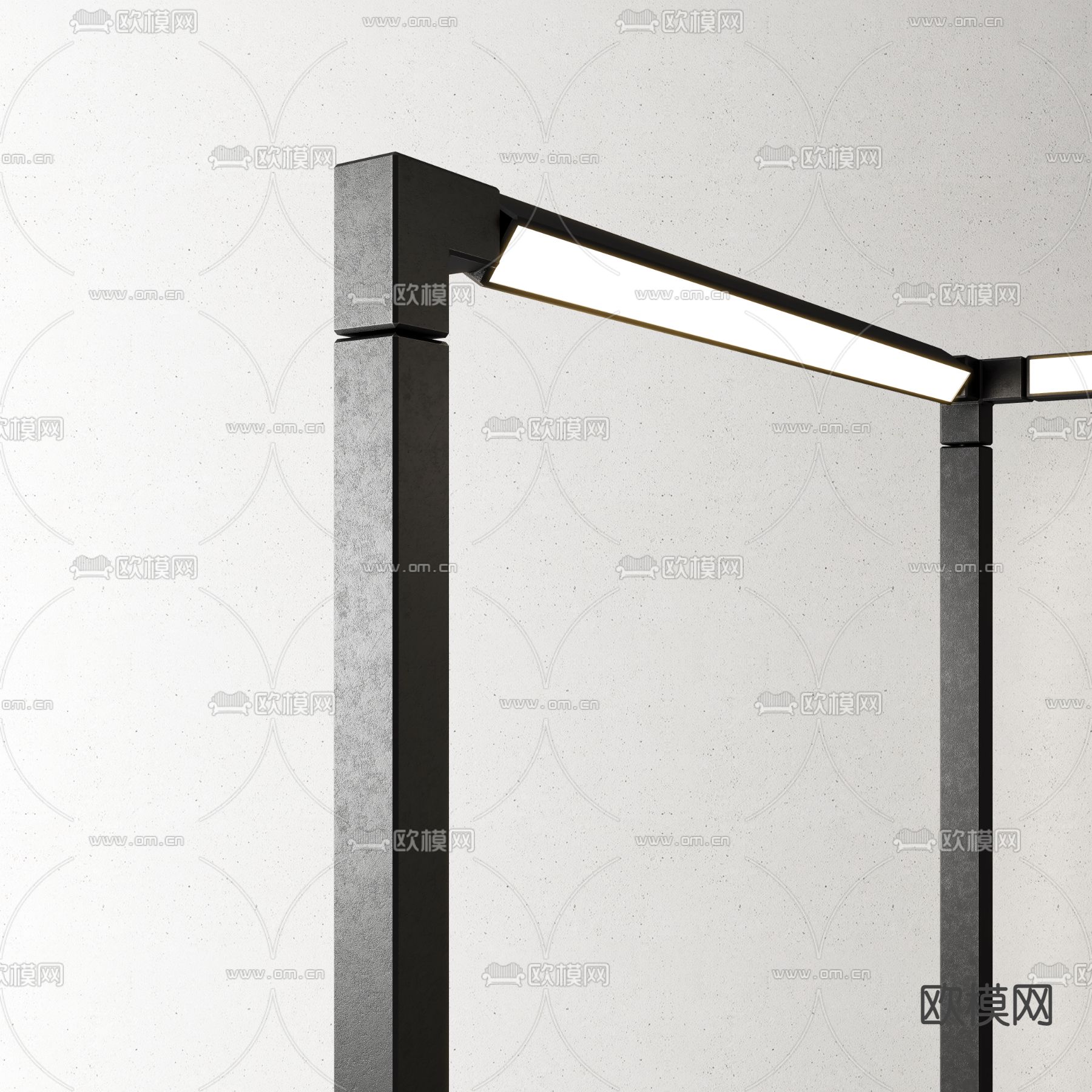 现代金属极简落地灯3d模型下载（渲染图2）