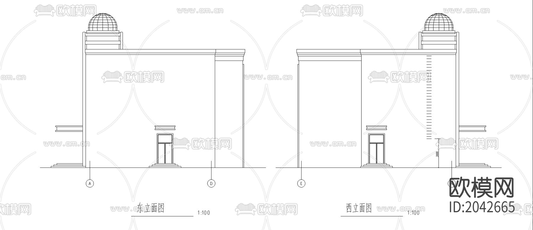 教学楼建筑cad施工图下载（渲染图2）