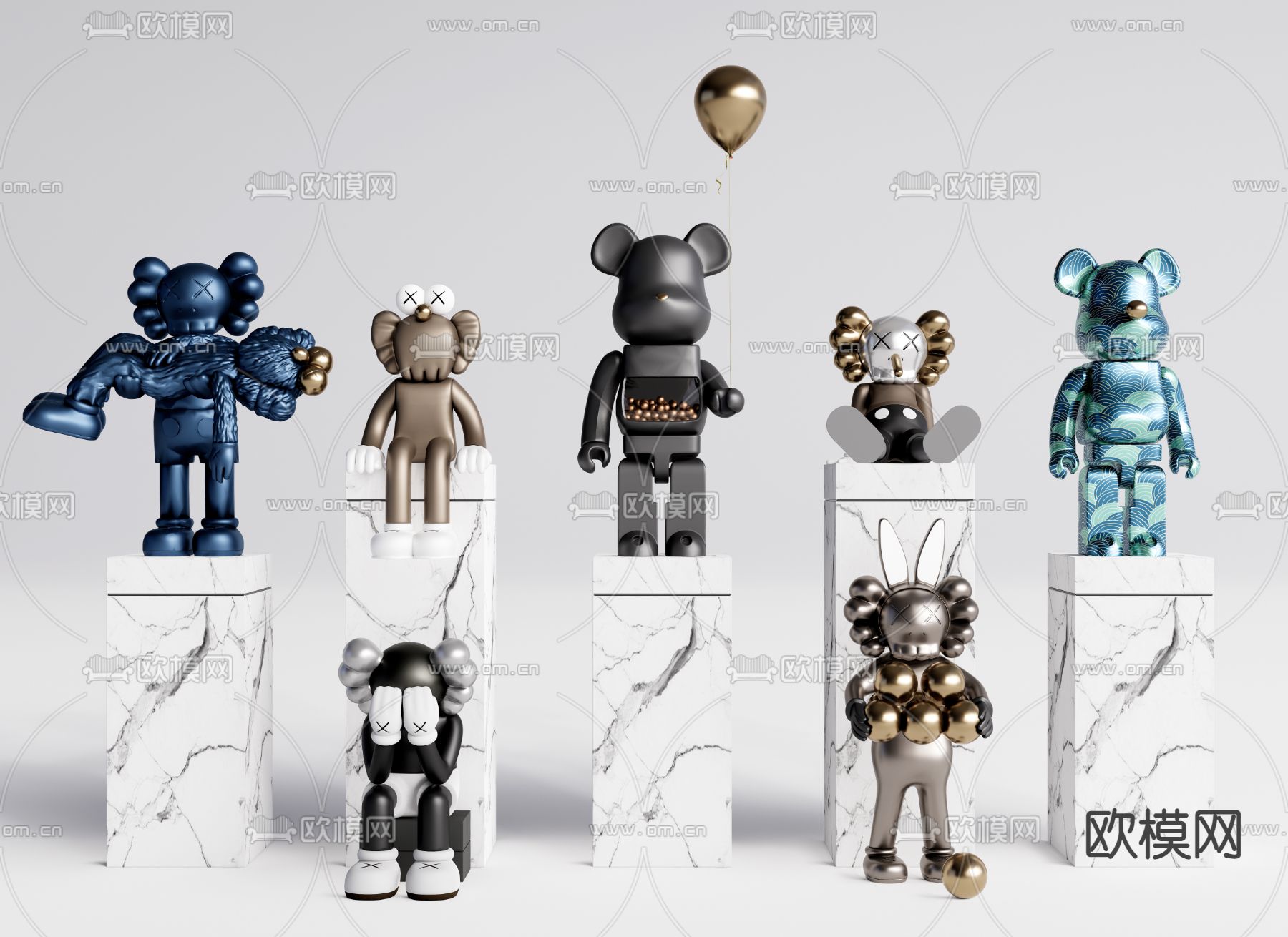 现代暴力熊雕塑摆件su模型下载（渲染图1）