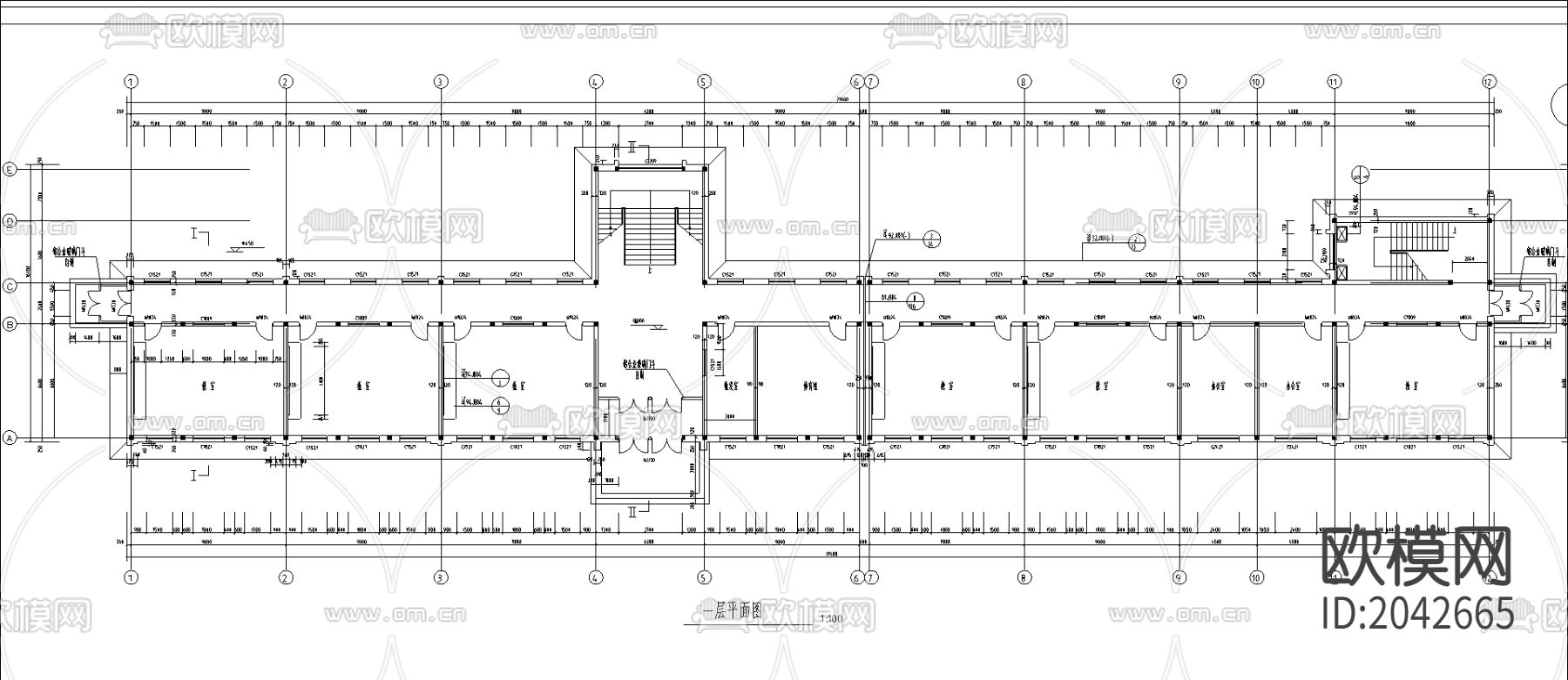 教学楼建筑cad施工图下载（渲染图1）