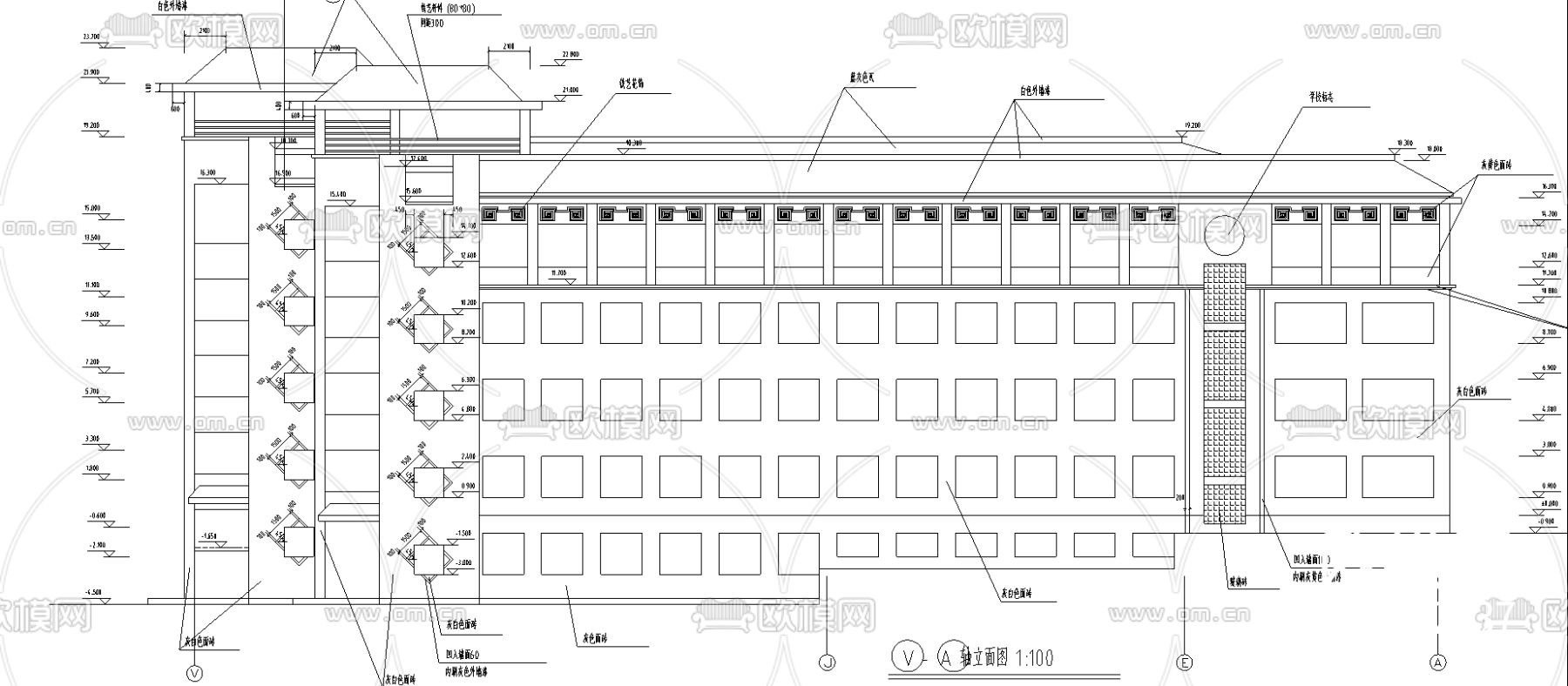 教学楼建筑cad施工图下载（渲染图4）