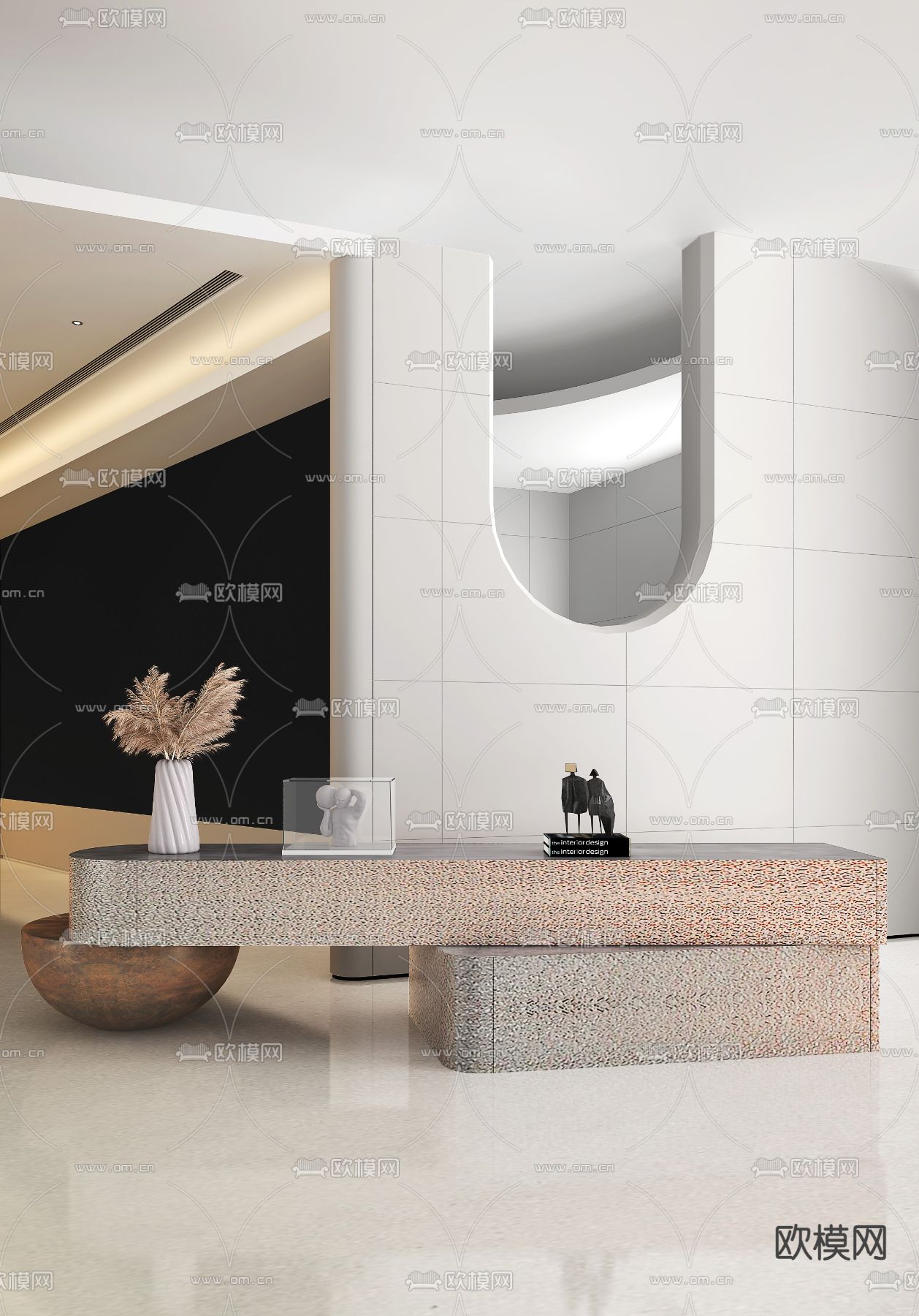 现代前台接待台3d模型下载