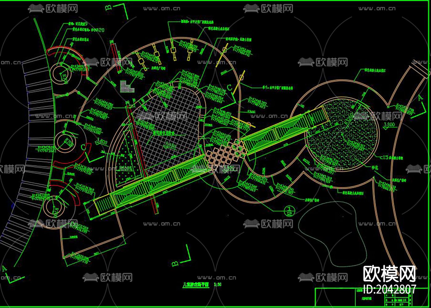 儿童游乐场cad施工图-免费3dmax模型库-欧模网