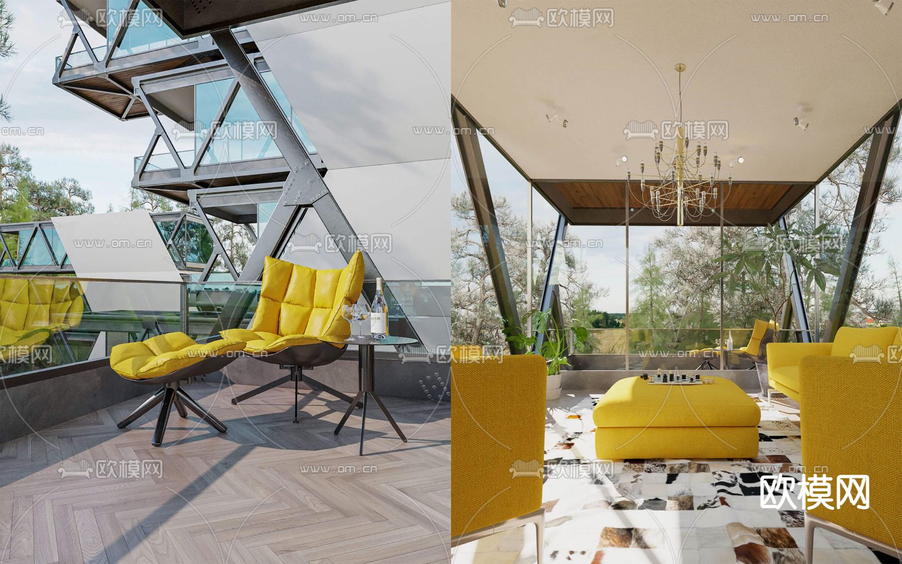 现代度假酒店外观su模型下载（渲染图2）