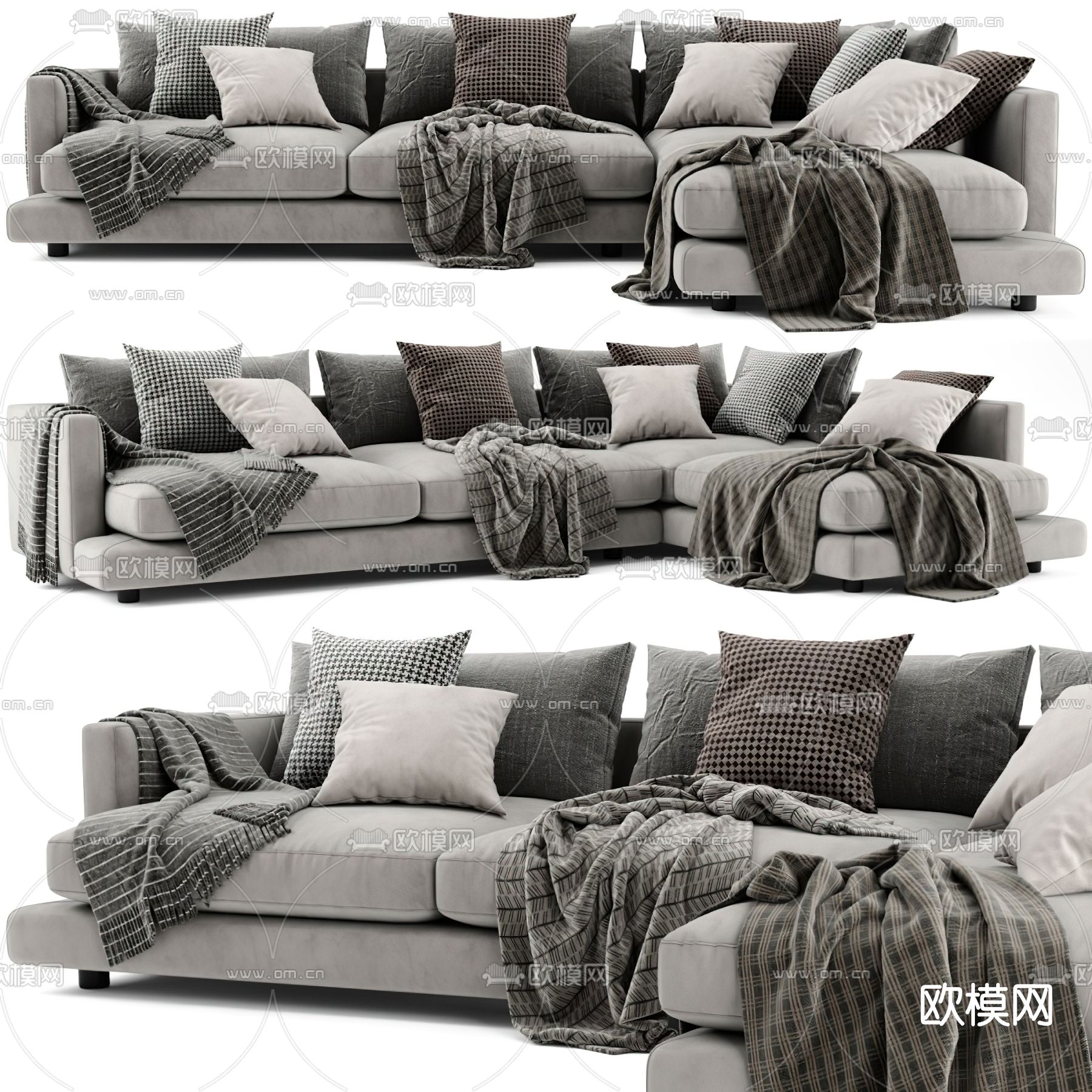 FLEXFORM 转角沙发3d模型下载（渲染图1）