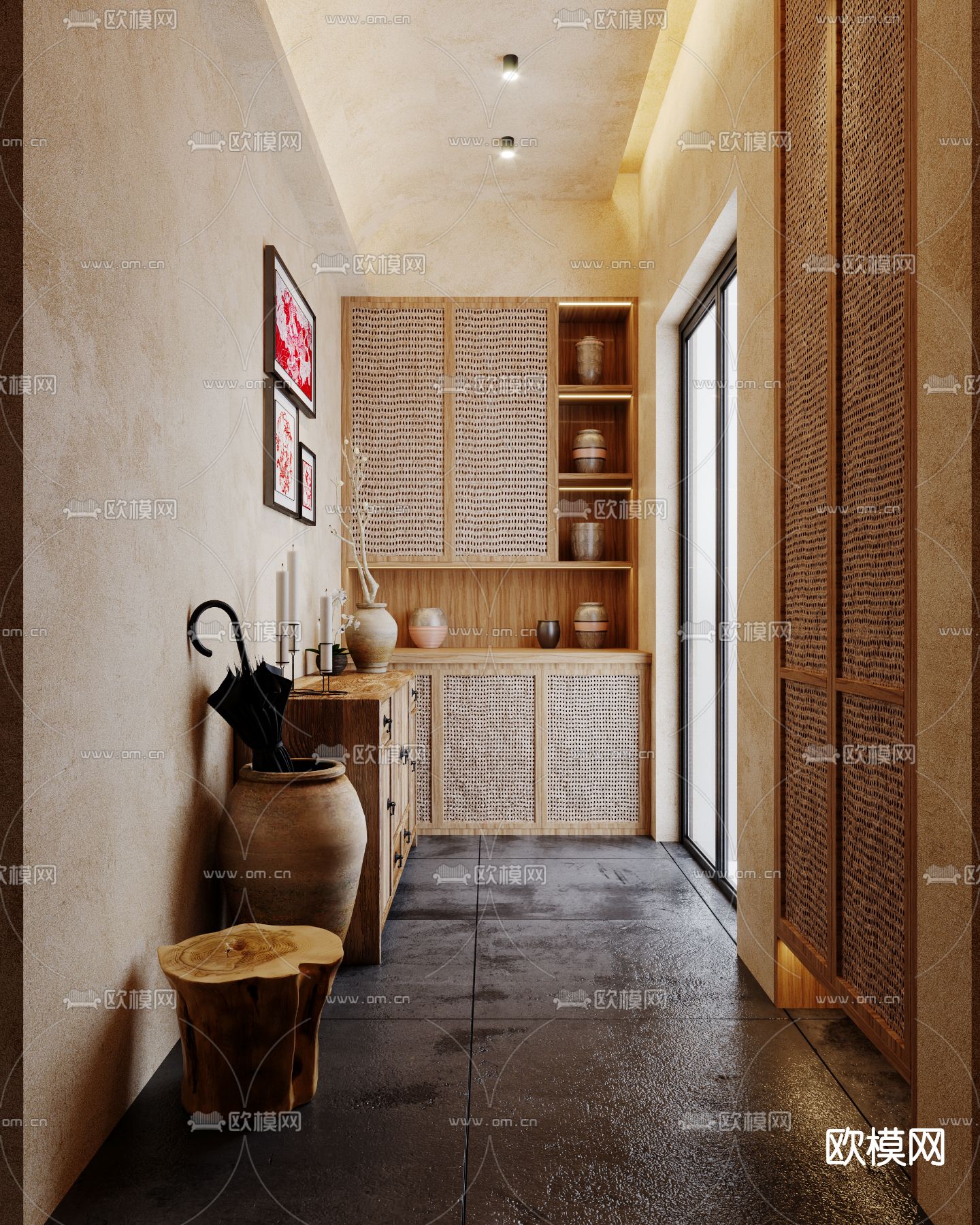 侘寂风民宿客房3d模型下载（渲染图4）